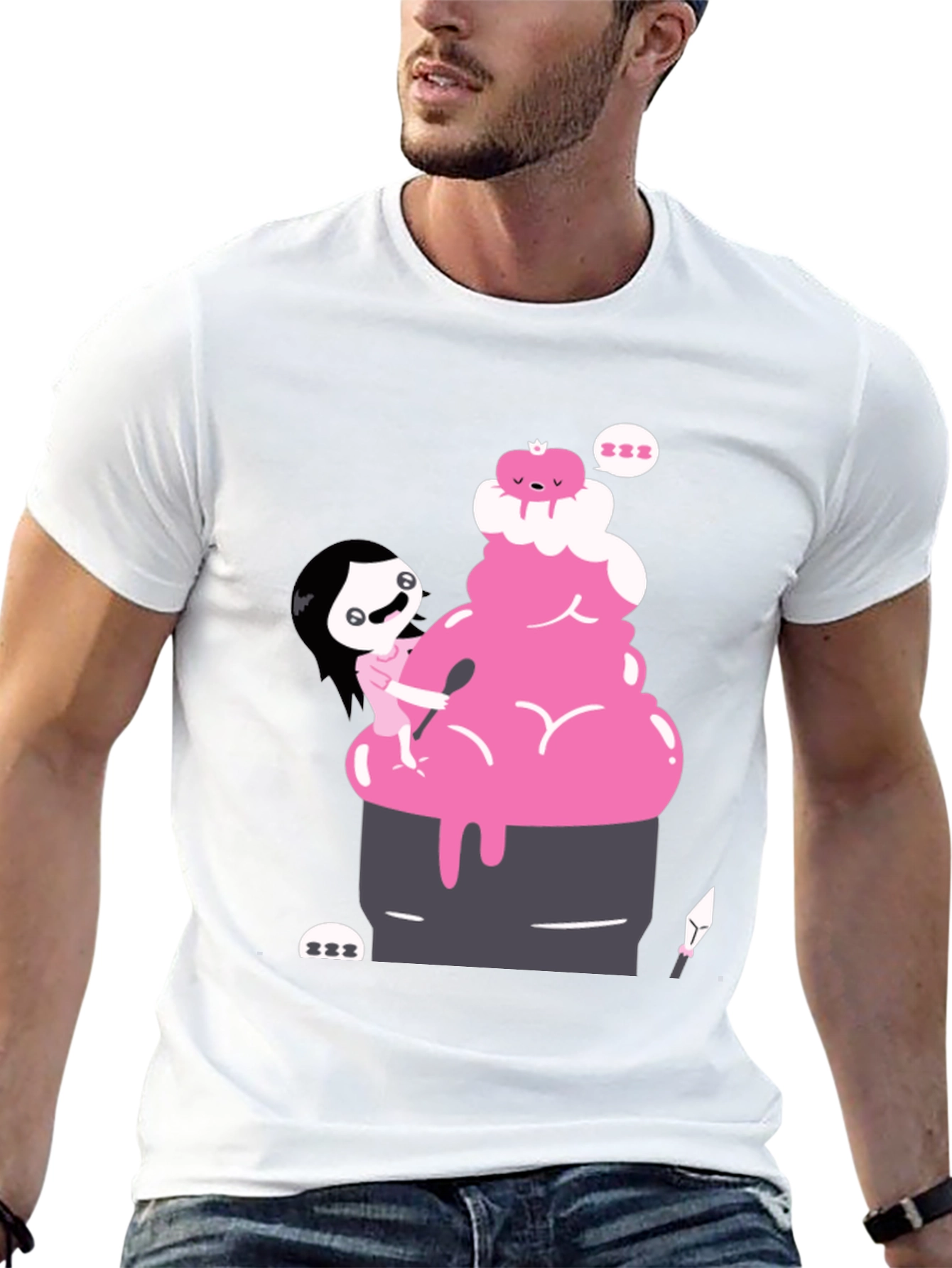 Cartoon Style Character Design Black T-Shirt