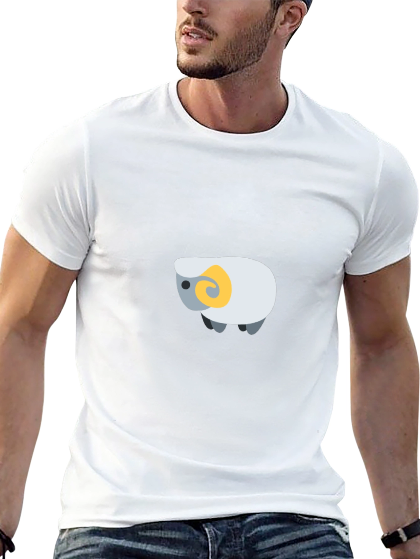 Stylish Black Tee with Ram Graphic