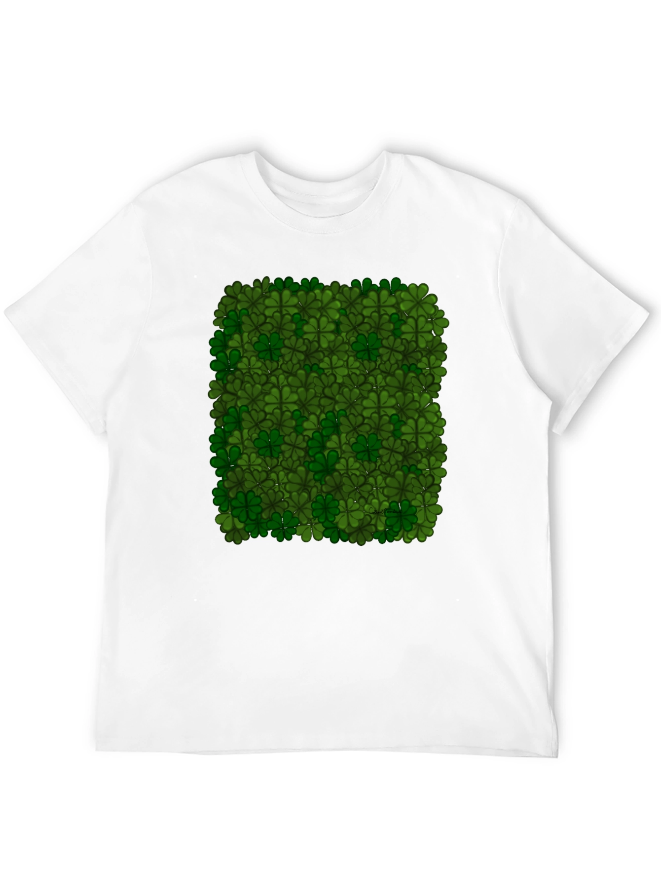 Lucky Clover Pattern Black T-Shirt