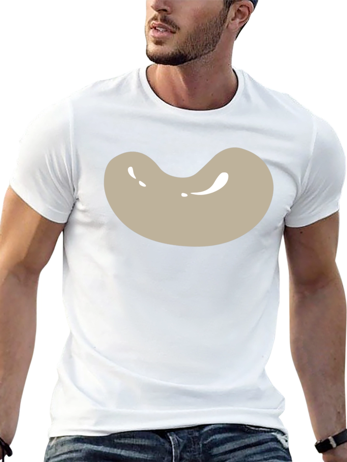 Bean Graphic Tee - Black Cotton Blend Casual T-Shirt