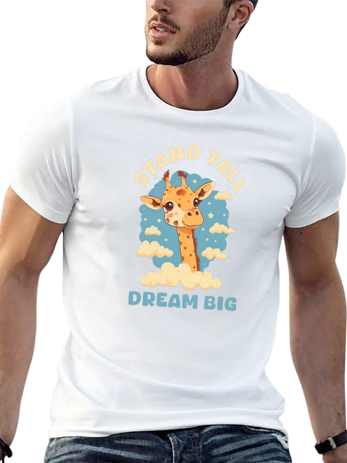 Stand Tall Giraffe Graphic Black T-Shirt
