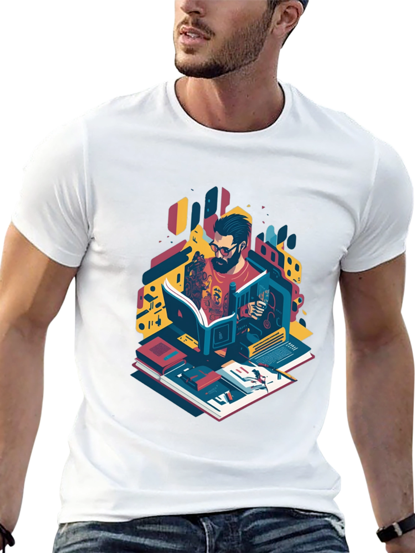 Bookworm Graphic Tee - Artistic Readers Shirt