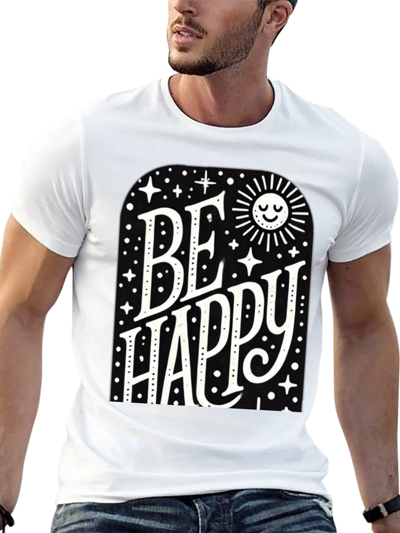 Be Happy Graphic Tee - Black
