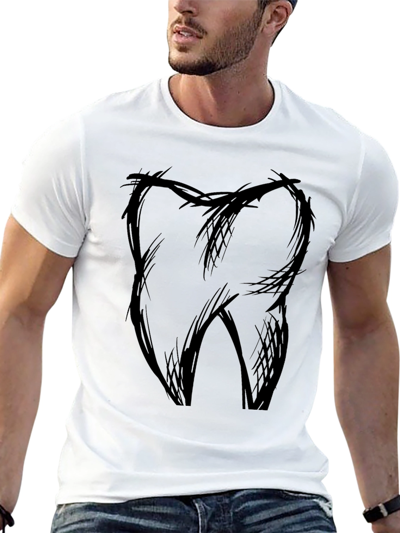 Sketch Tooth Graphic Tee - Dental Humor Shirt
