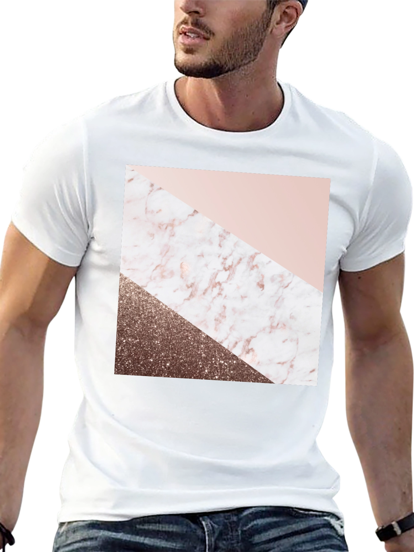 Geometric Marble & Glitter Print Tee