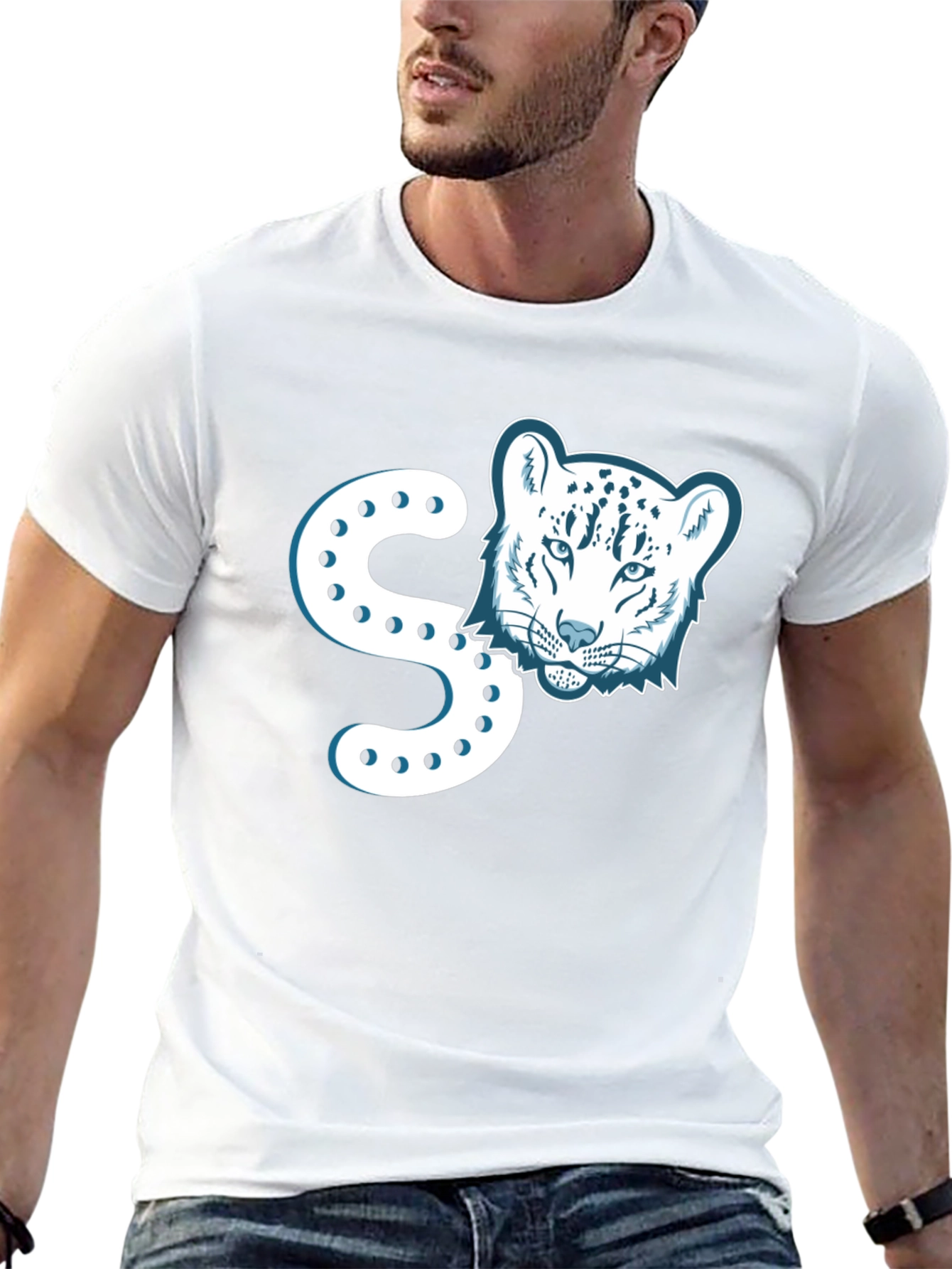 Stylish Black T-Shirt with Leopard Print