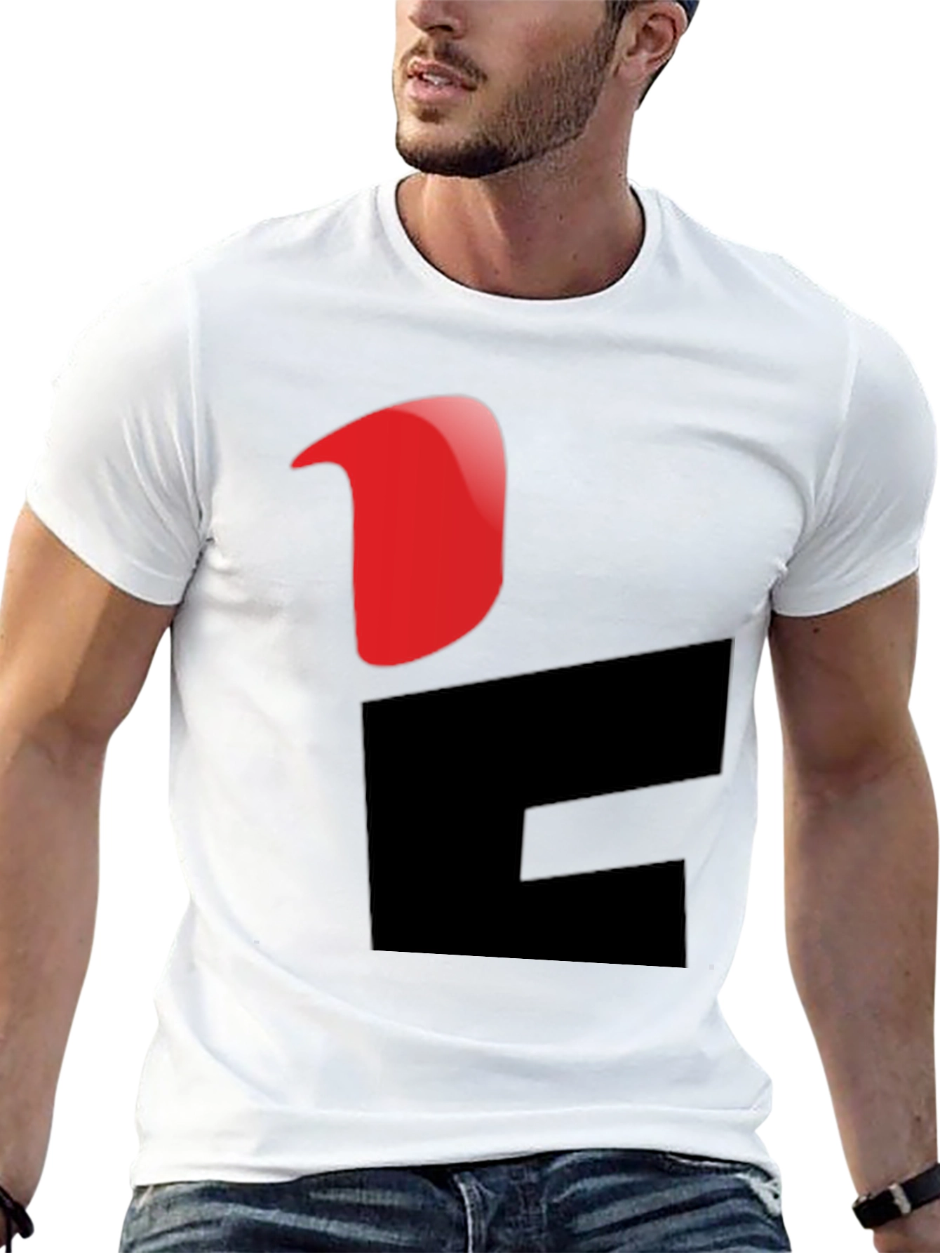 Modern Graphic Tee - Red & Black Design
