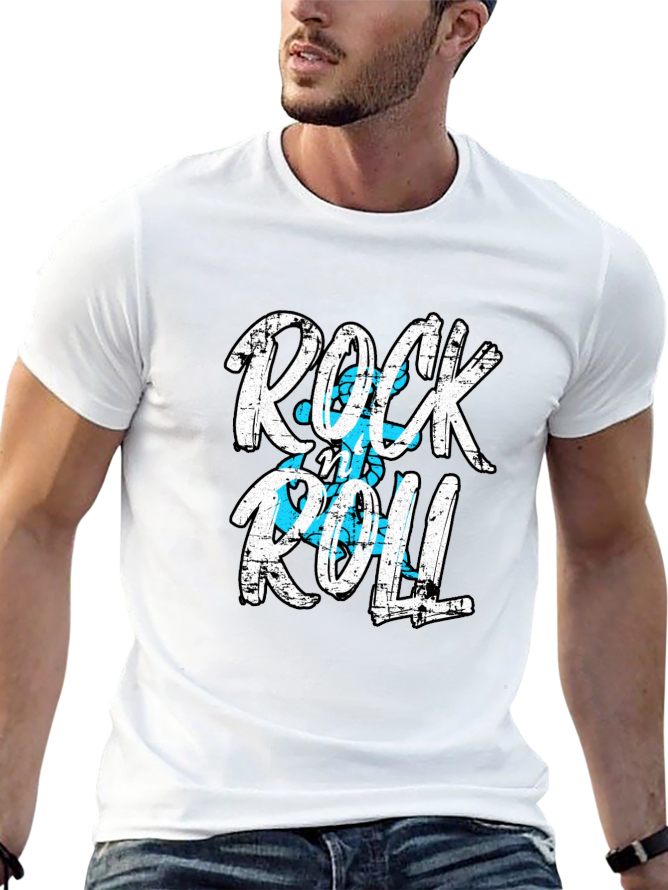 Rock and Roll Graphic Print Black T-Shirt