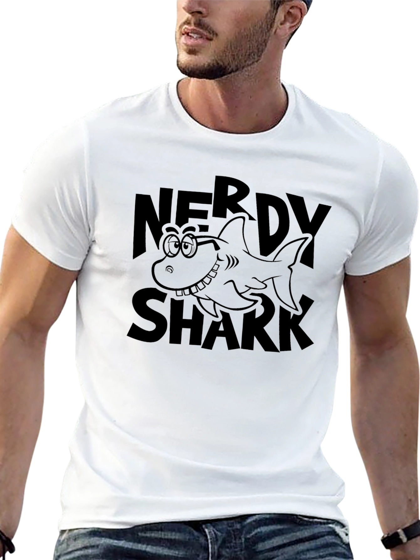 Nerdy Shark Graphic T-Shirt