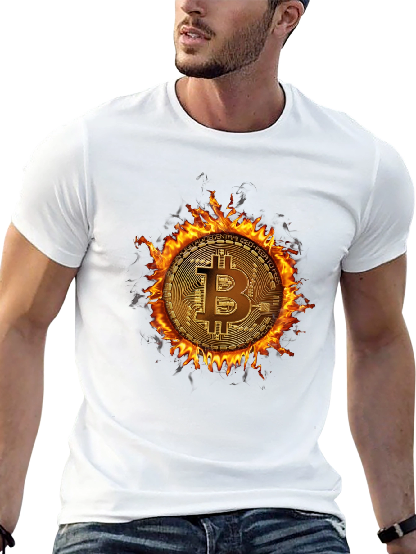 Bitcoin Flame Graphic T-Shirt - Crypto Currency Tee