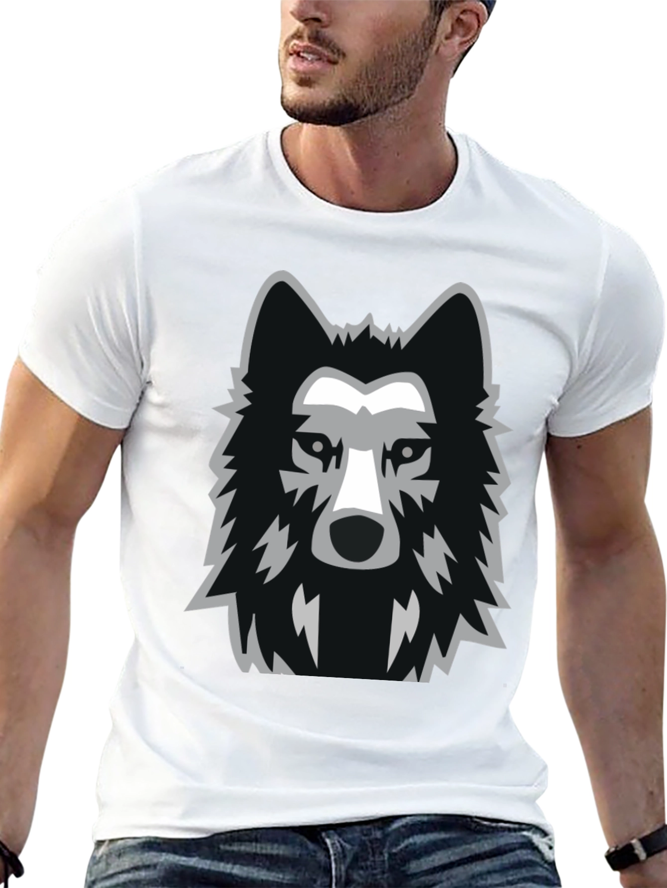 Cool Wolf Graphic Tee - Black Cotton T-Shirt