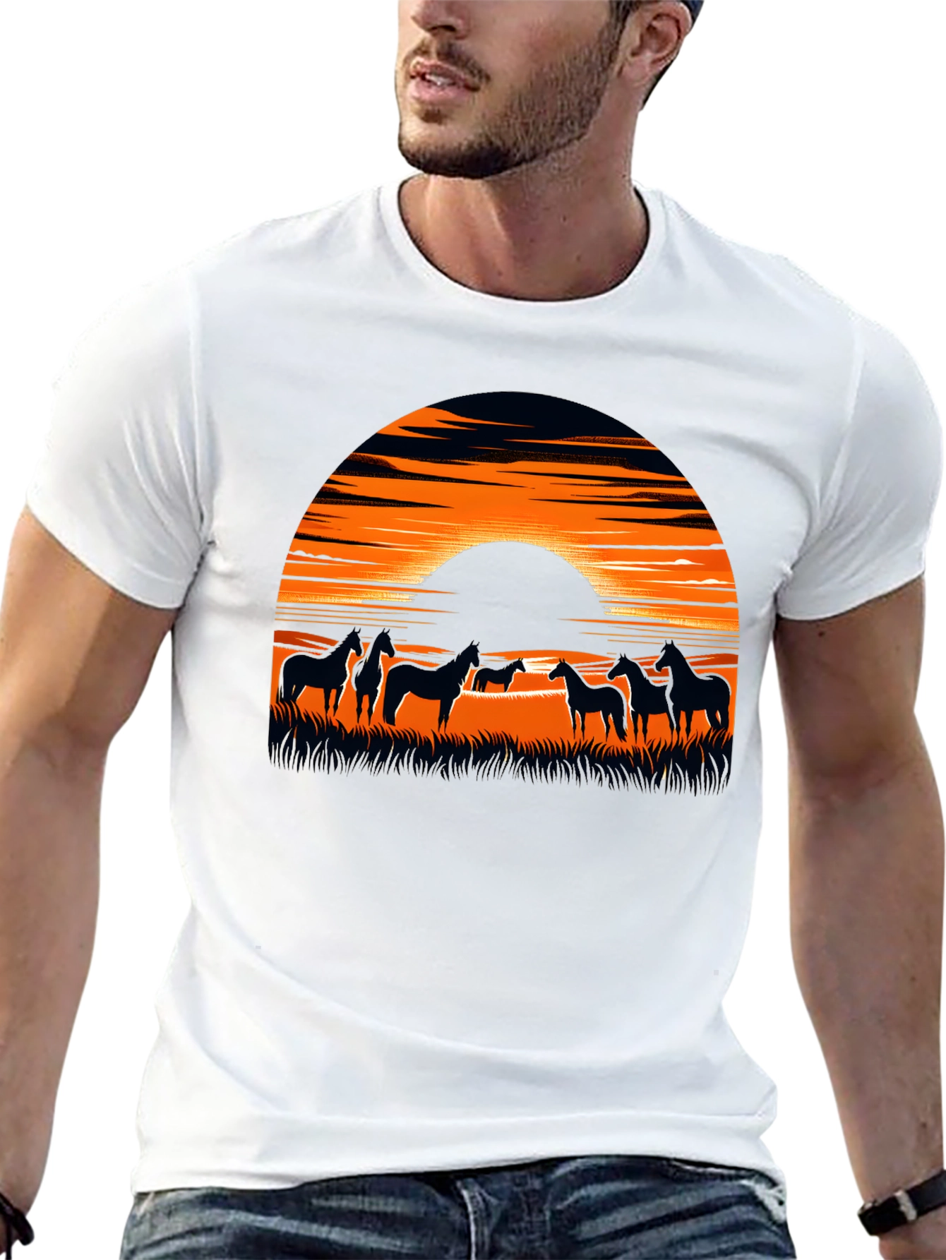 Sunset Horse Graphic Tee - Black