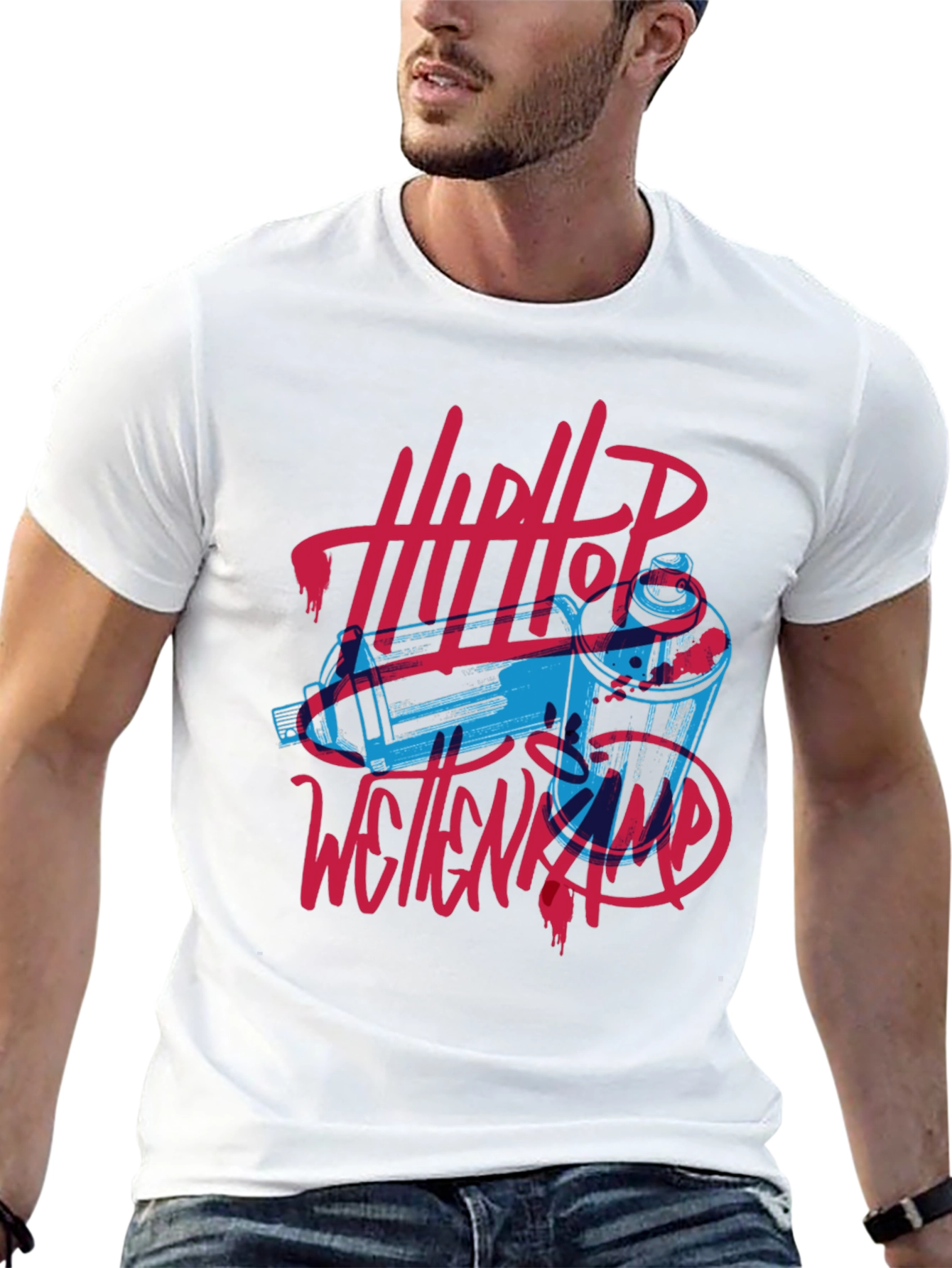 Hip Hop Spray Paint Art Graphic Tee - Black