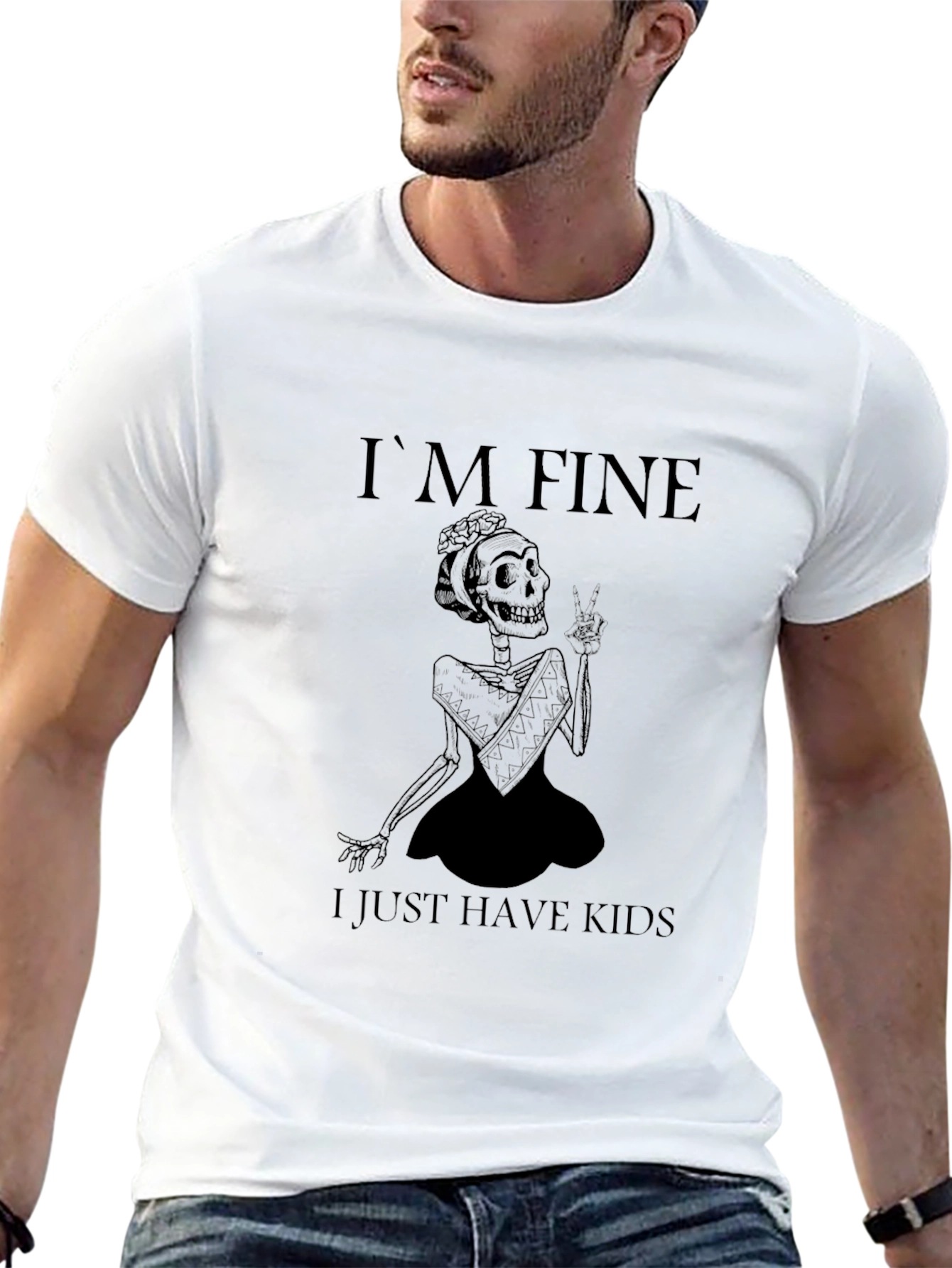Im Fine I Just Have Kids Skeleton Graphic Tee
