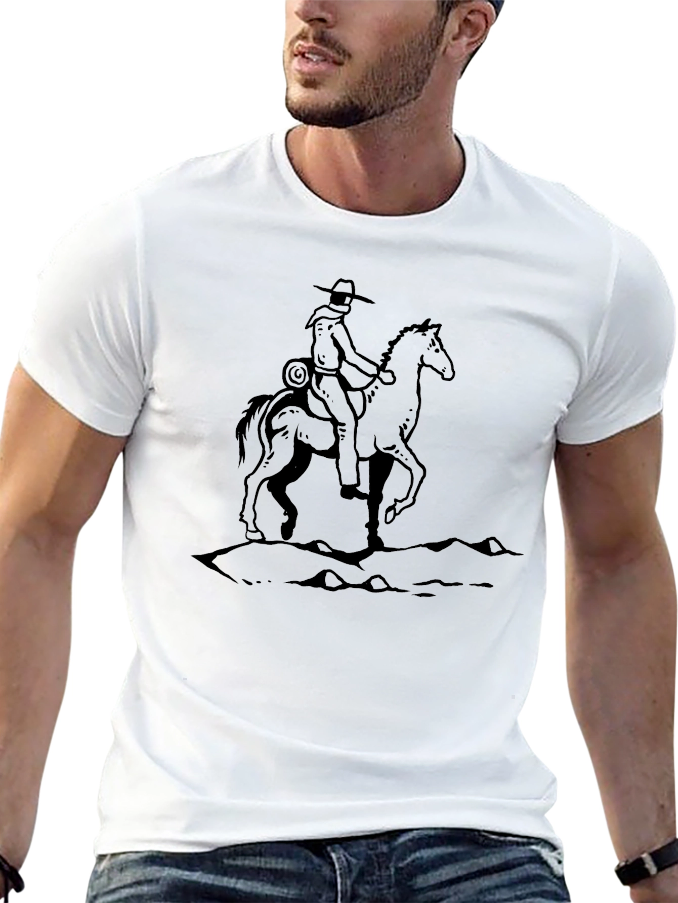 Black Cowboy on Horse T-Shirt