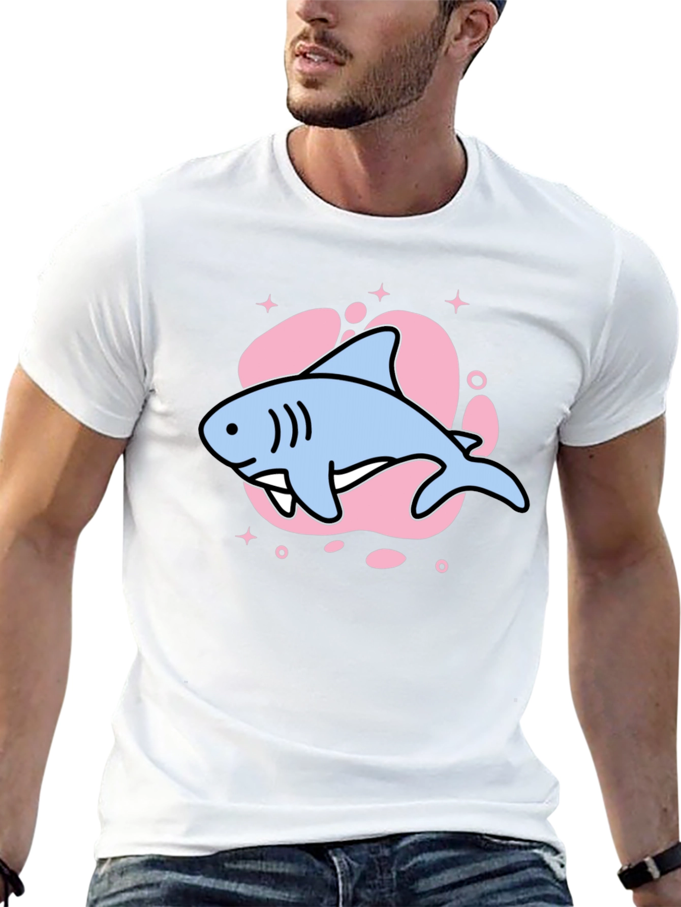 Cute Cartoon Shark Graphic T-Shirt