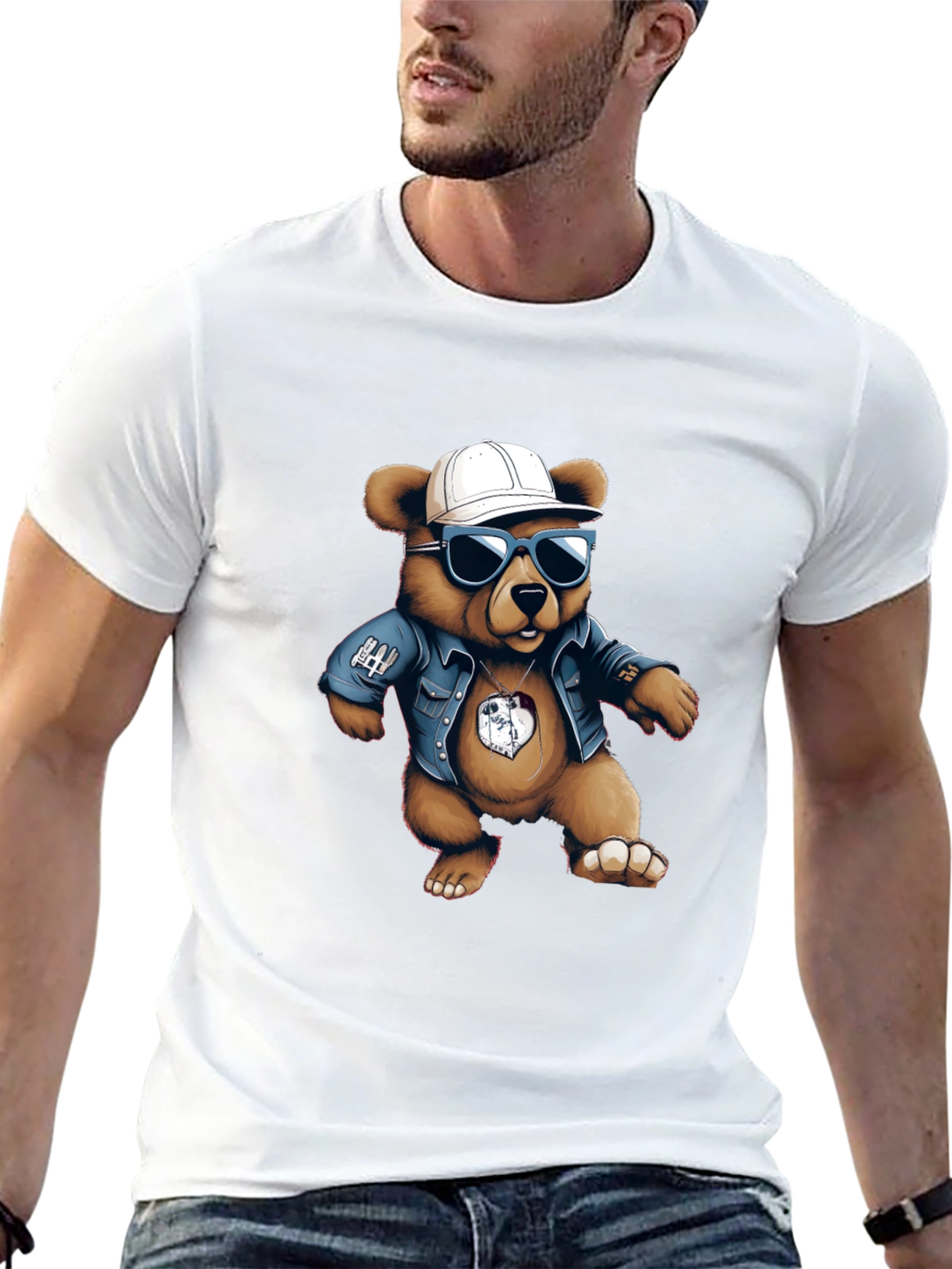 Cool Bear Graphic Tee - Black Cotton Blend