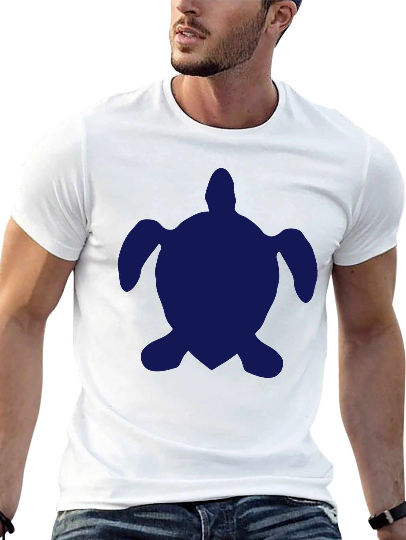 Navy Turtle Graphic Black T-Shirt