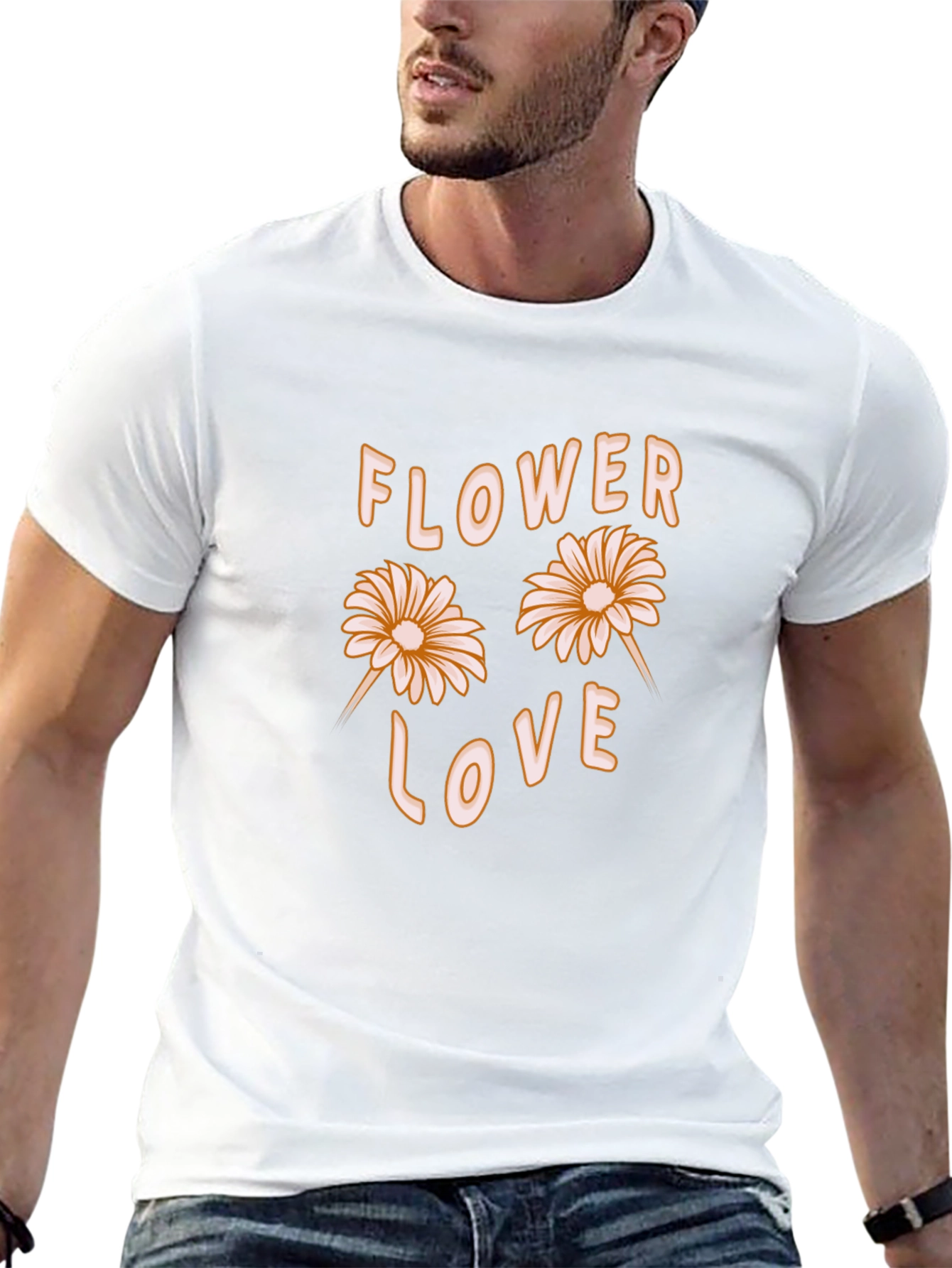 Flower Love Graphic Tee - Black Cotton Casual Shirt