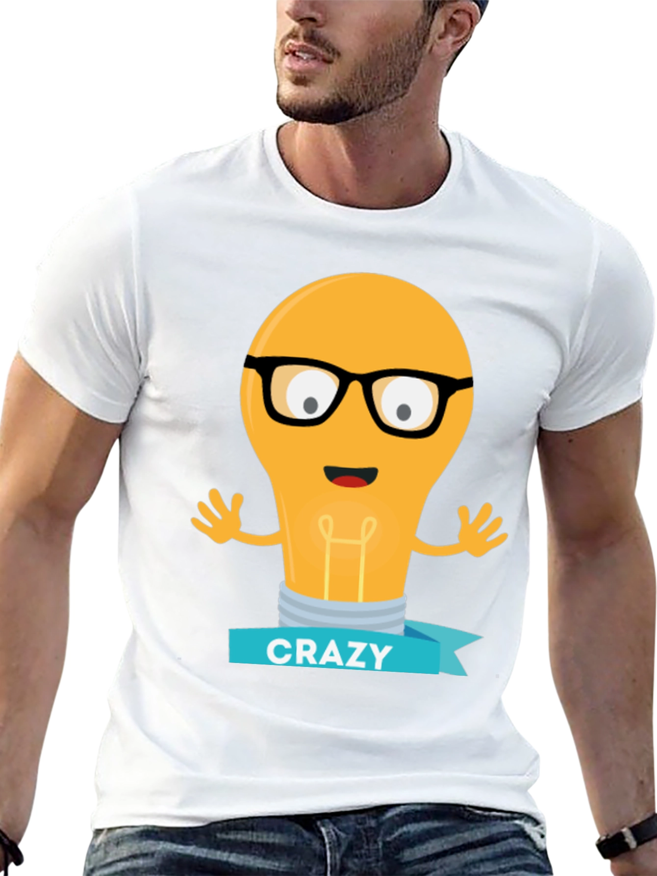 Crazy Lightbulb T-Shirt - Black Novelty Tee