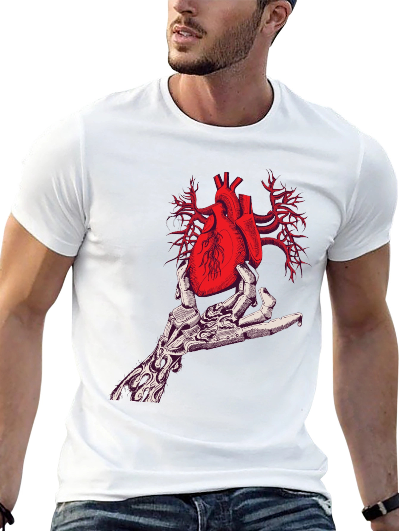 Anatomical Heart in Hand Graphic Tee - Unique Design