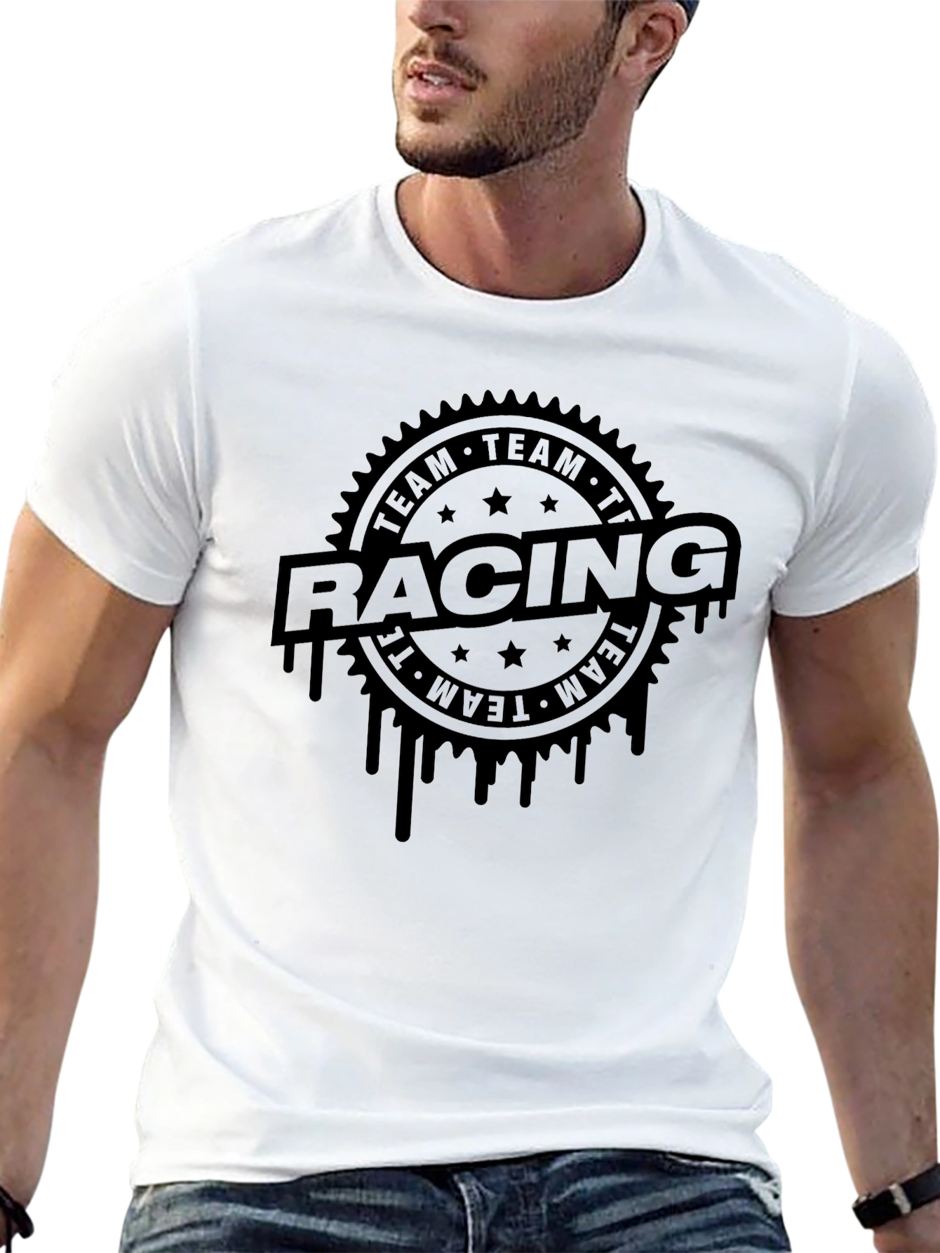Team Racing Black Graphic T-Shirt