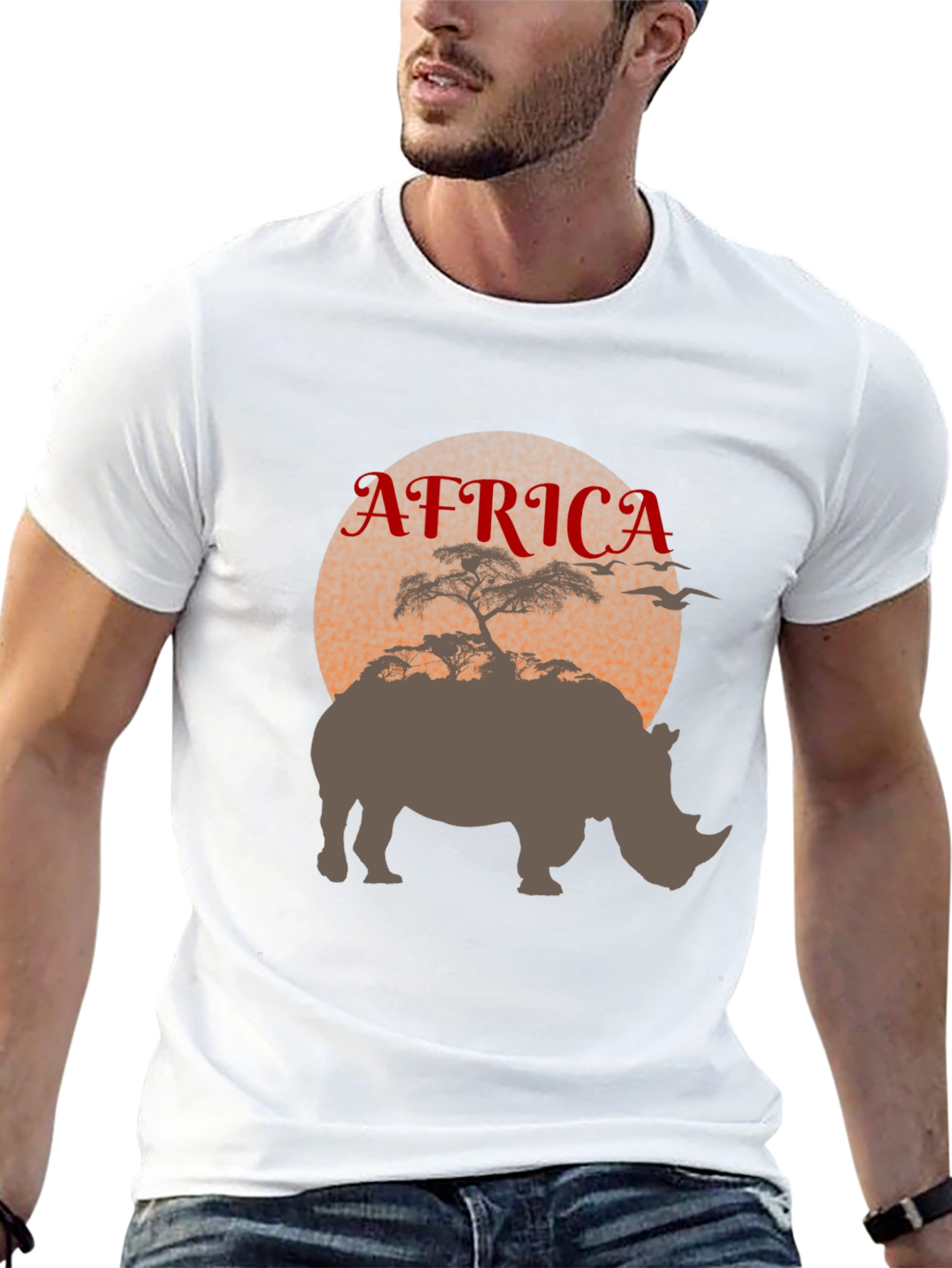 Africa Rhino Silhouette Graphic Tee