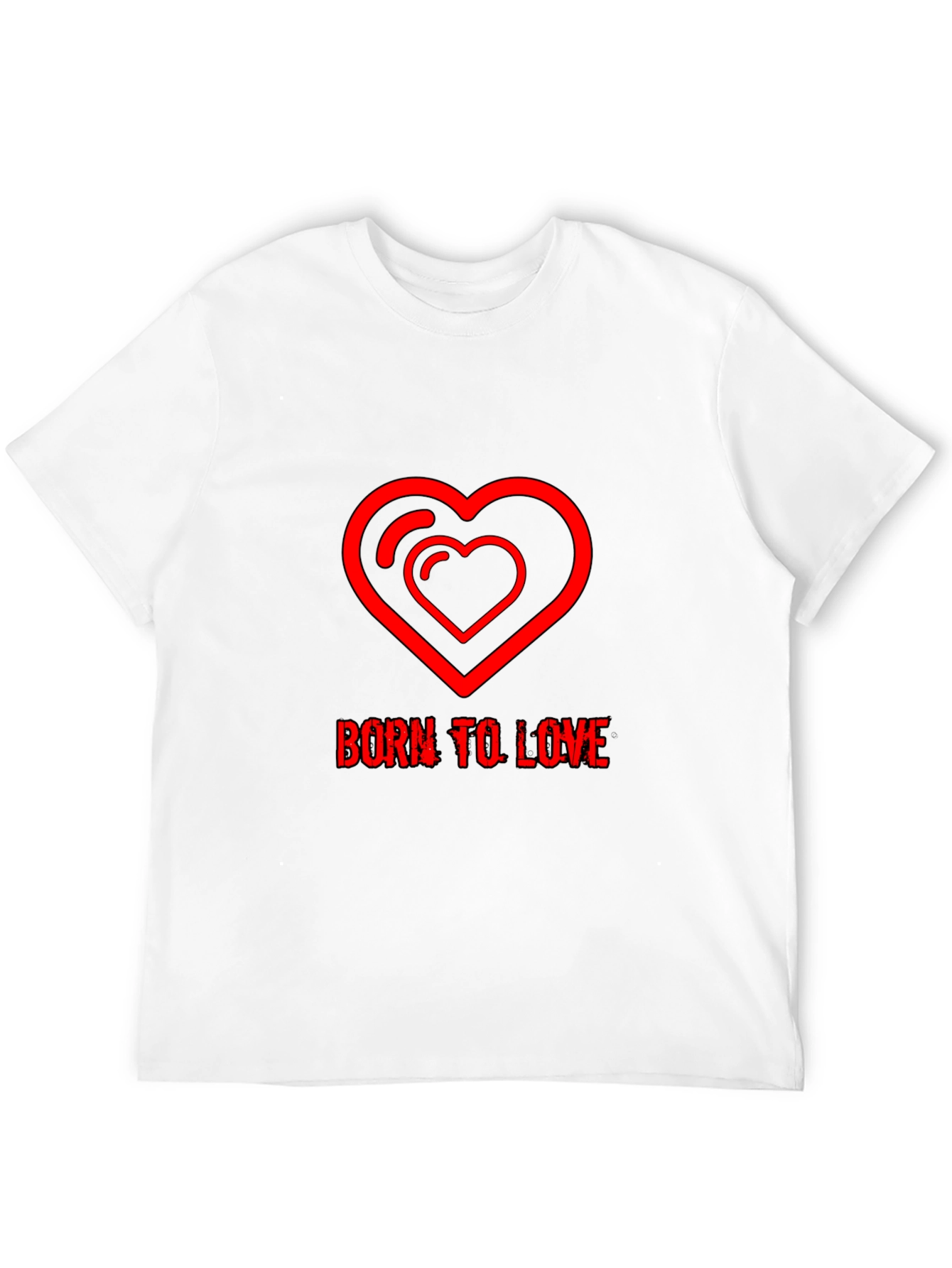 Born to Love Red Heart Graphic Black T-Shirt
