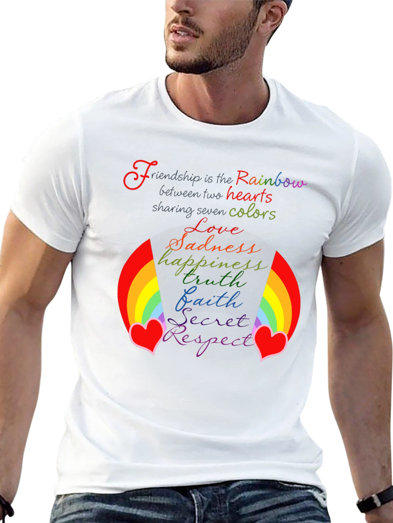 Rainbow Friendship Heart Graphic Tee