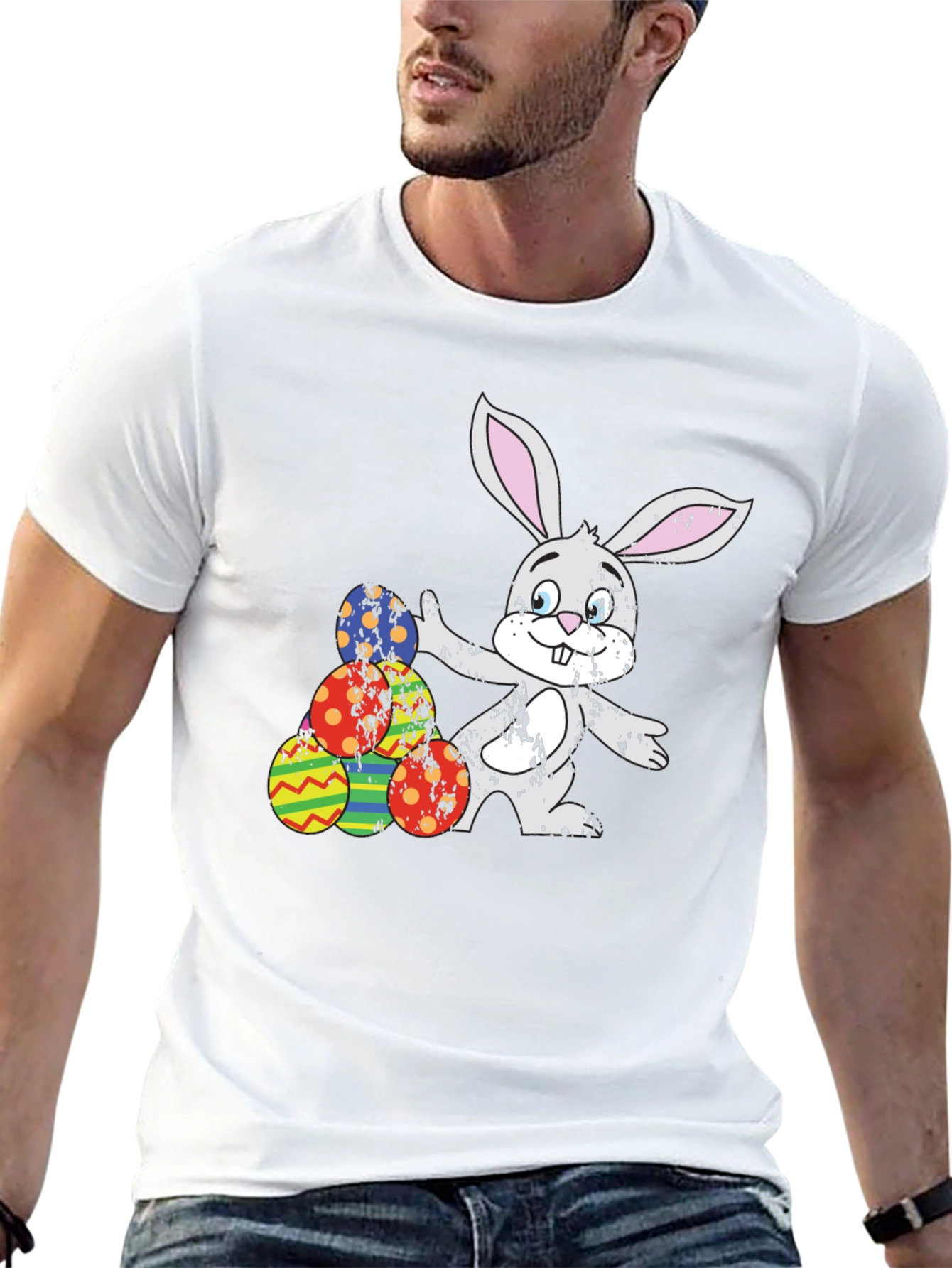 Easter Bunny & Eggs Black Graphic Tee