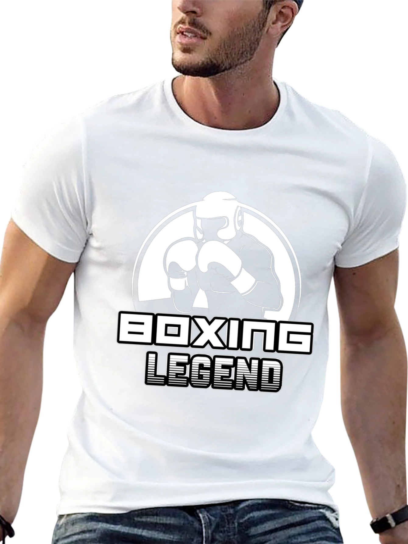 Boxing Legend Graphic Tee - Black Cotton T-Shirt