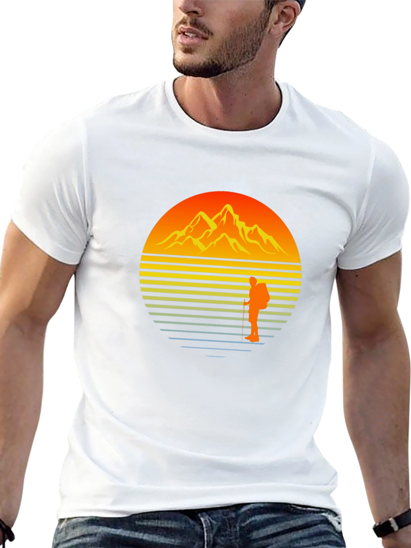 Sunset Mountain Hiker Graphic Tee - Black