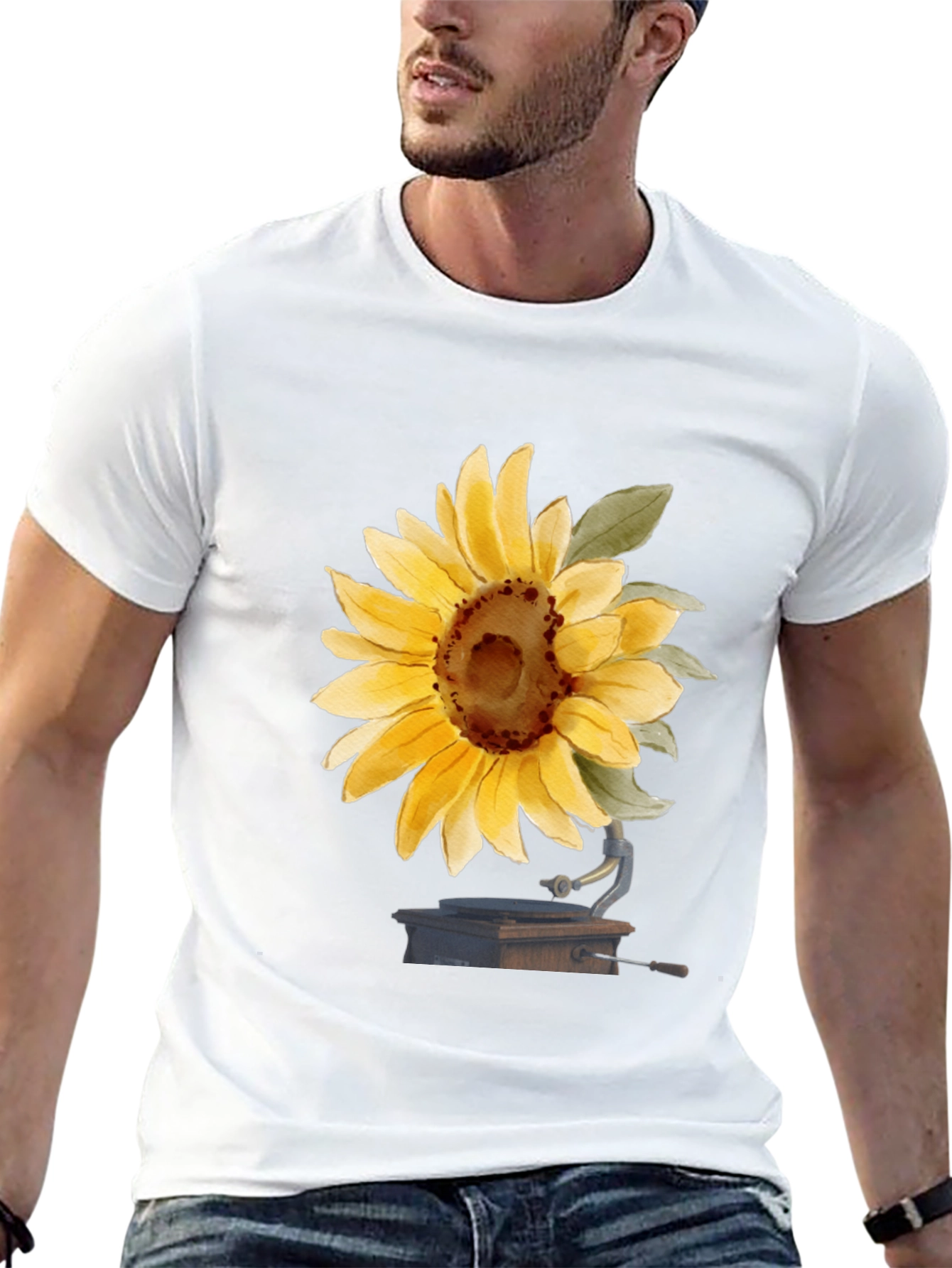 Sunflower Phonograph Black Graphic Tee