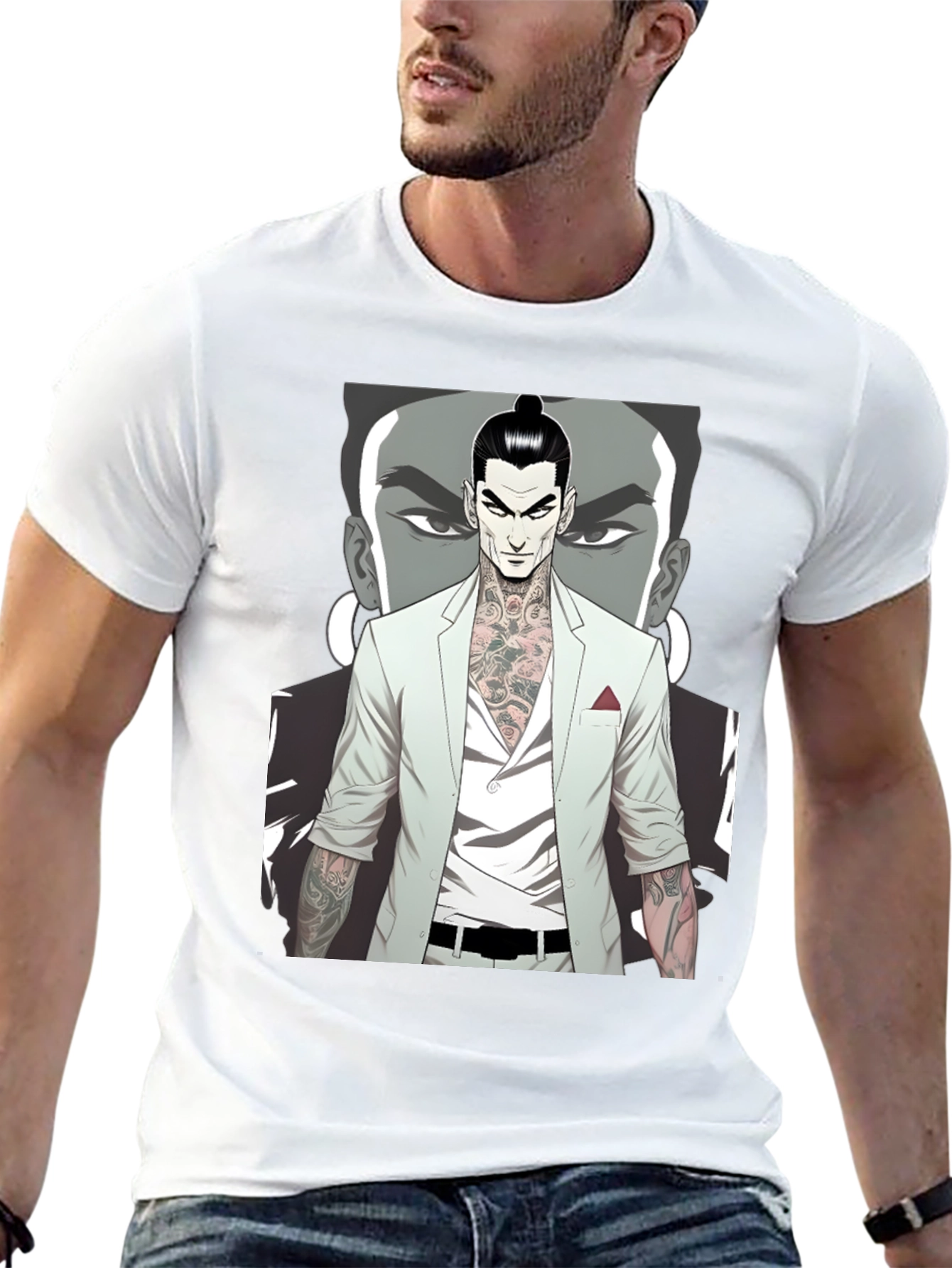 Tattooed Man Graphic Tee - Cool Streetwear