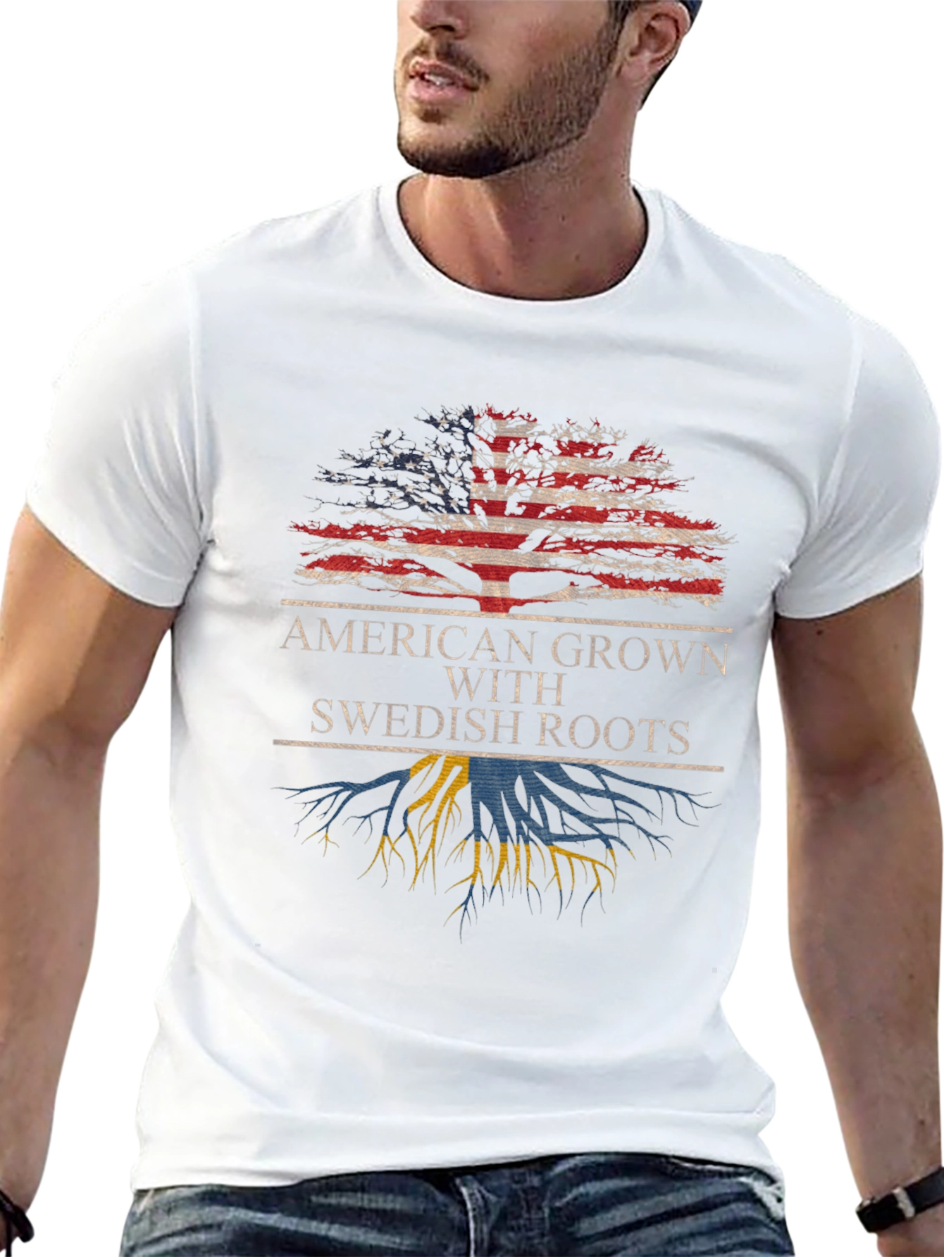 American Grown with Swedish Roots Graphic T-Shirt