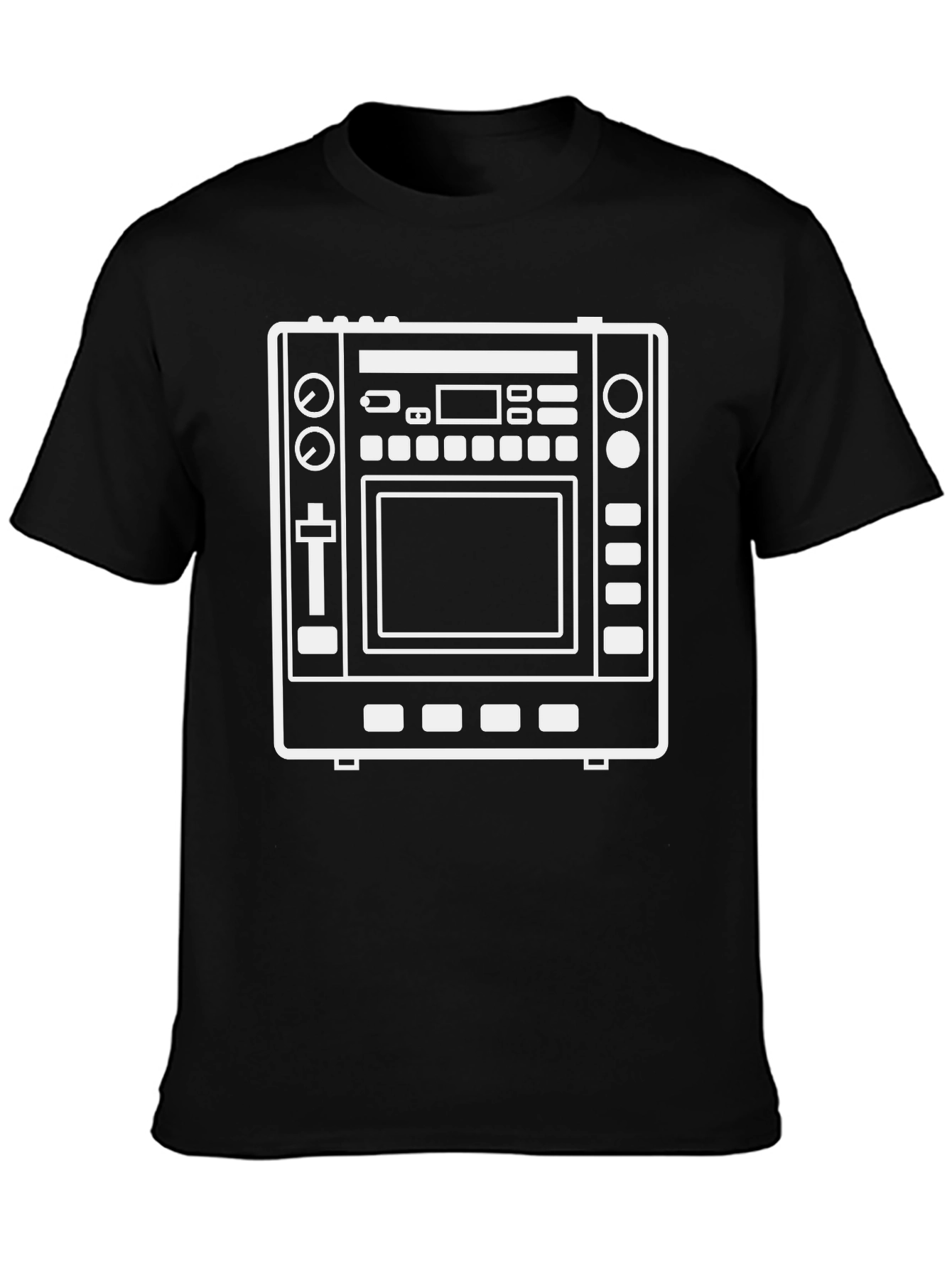 Black Tee with White Music Mixer Graphic