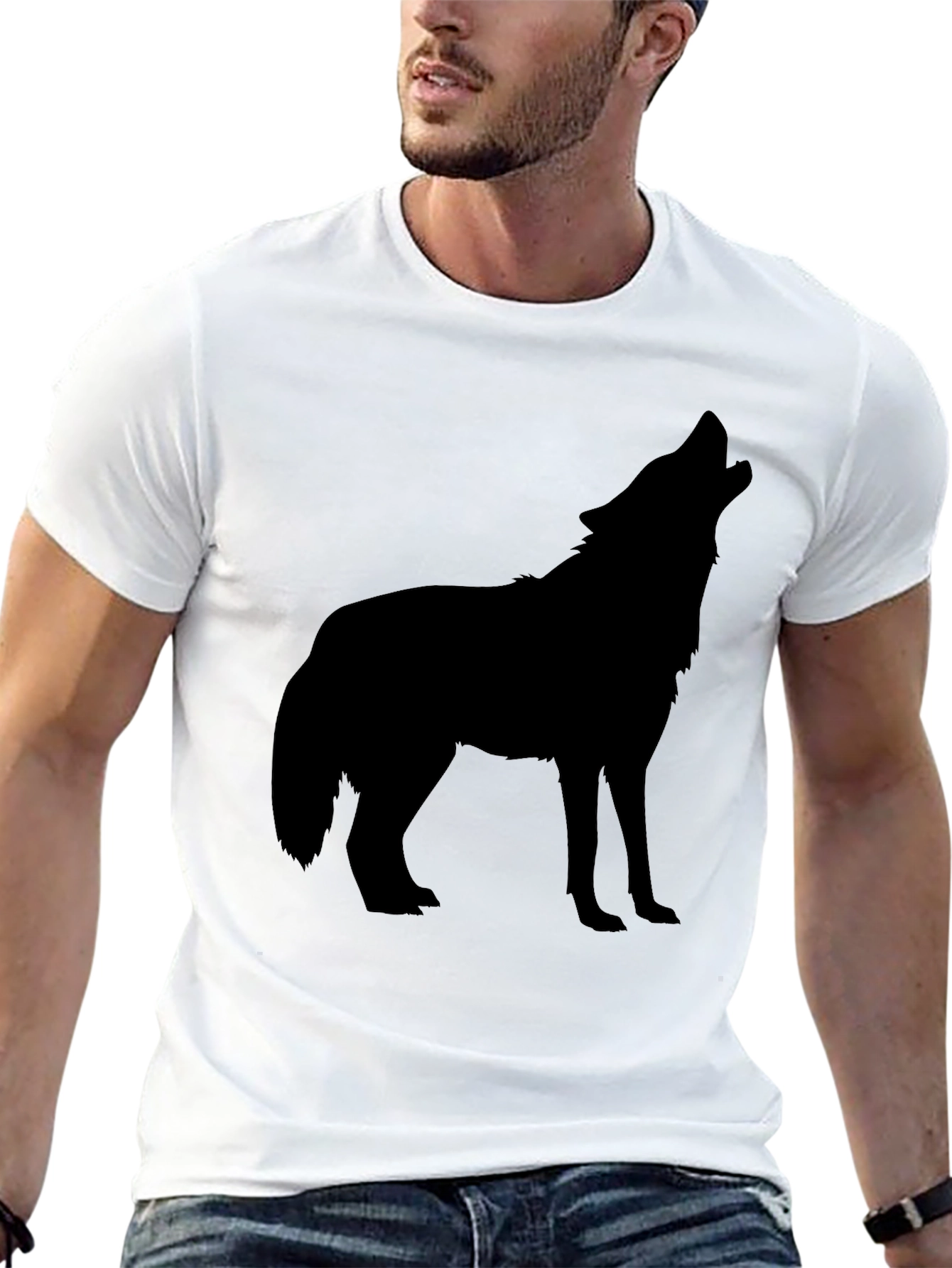 Black Wolf Graphic Tee - Mens Casual T-Shirt