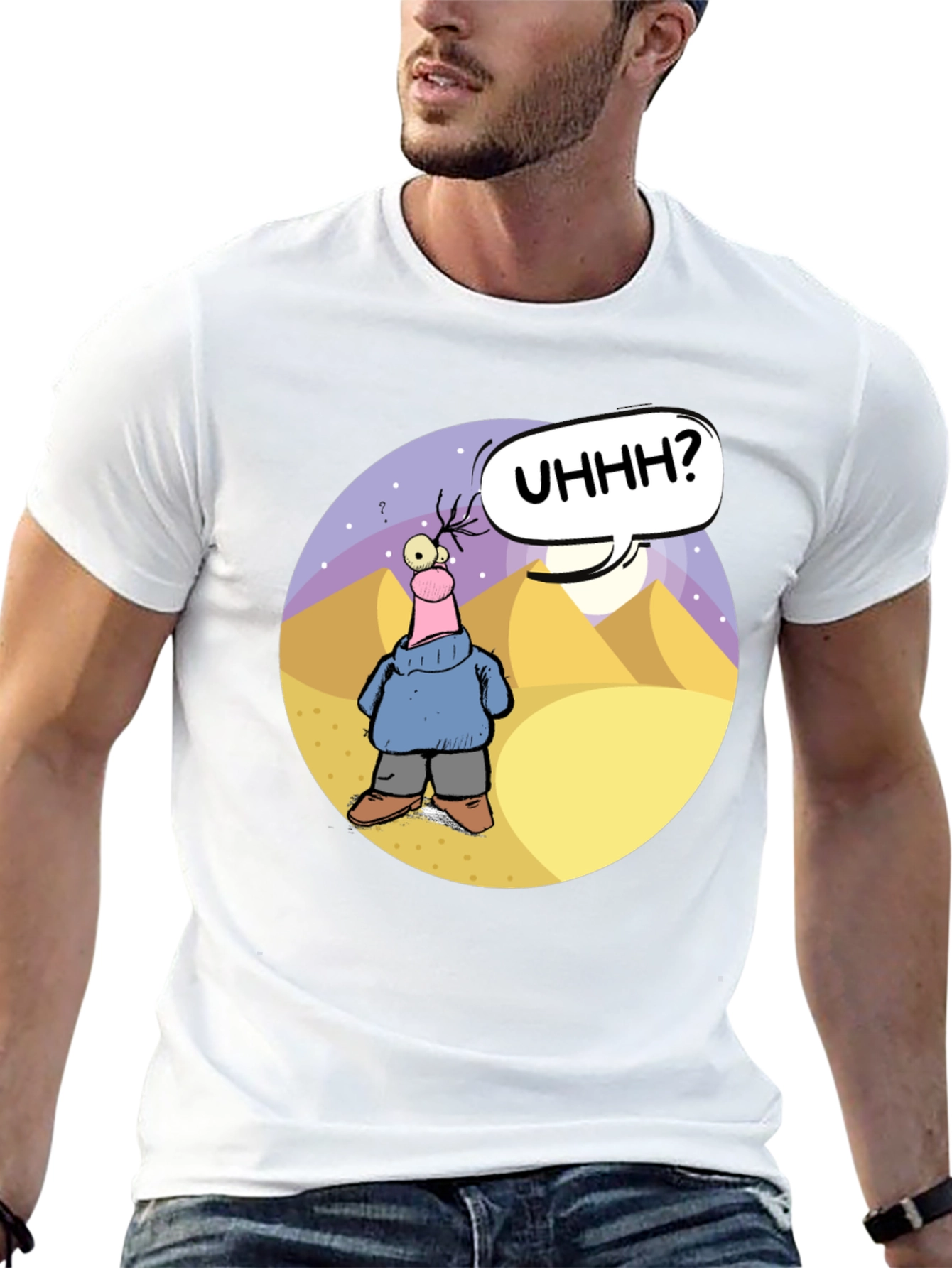 Cartoon Graphic Black T-Shirt - Uhhh?