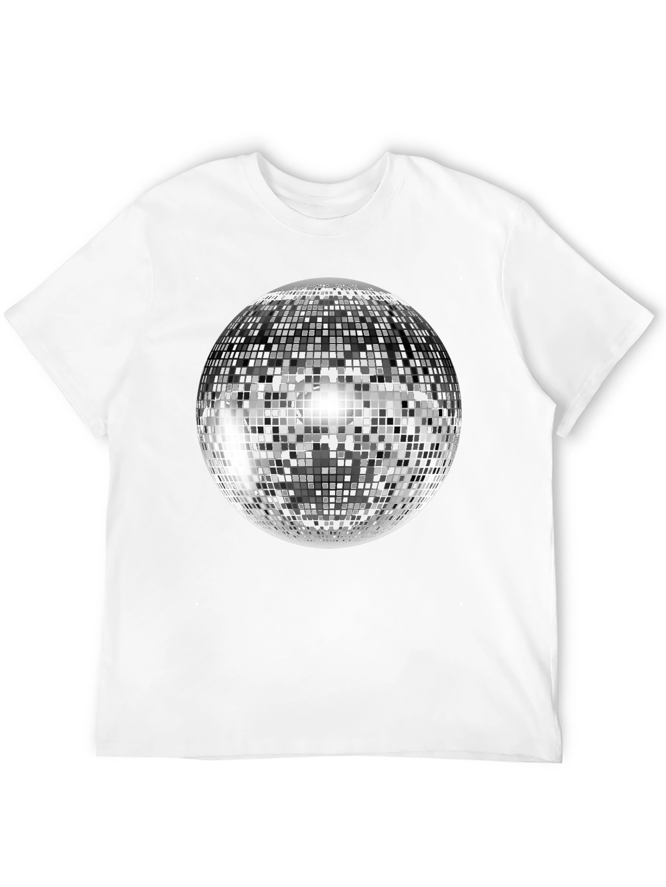 Retro Disco Ball Graphic Tee - Black Cotton Blend