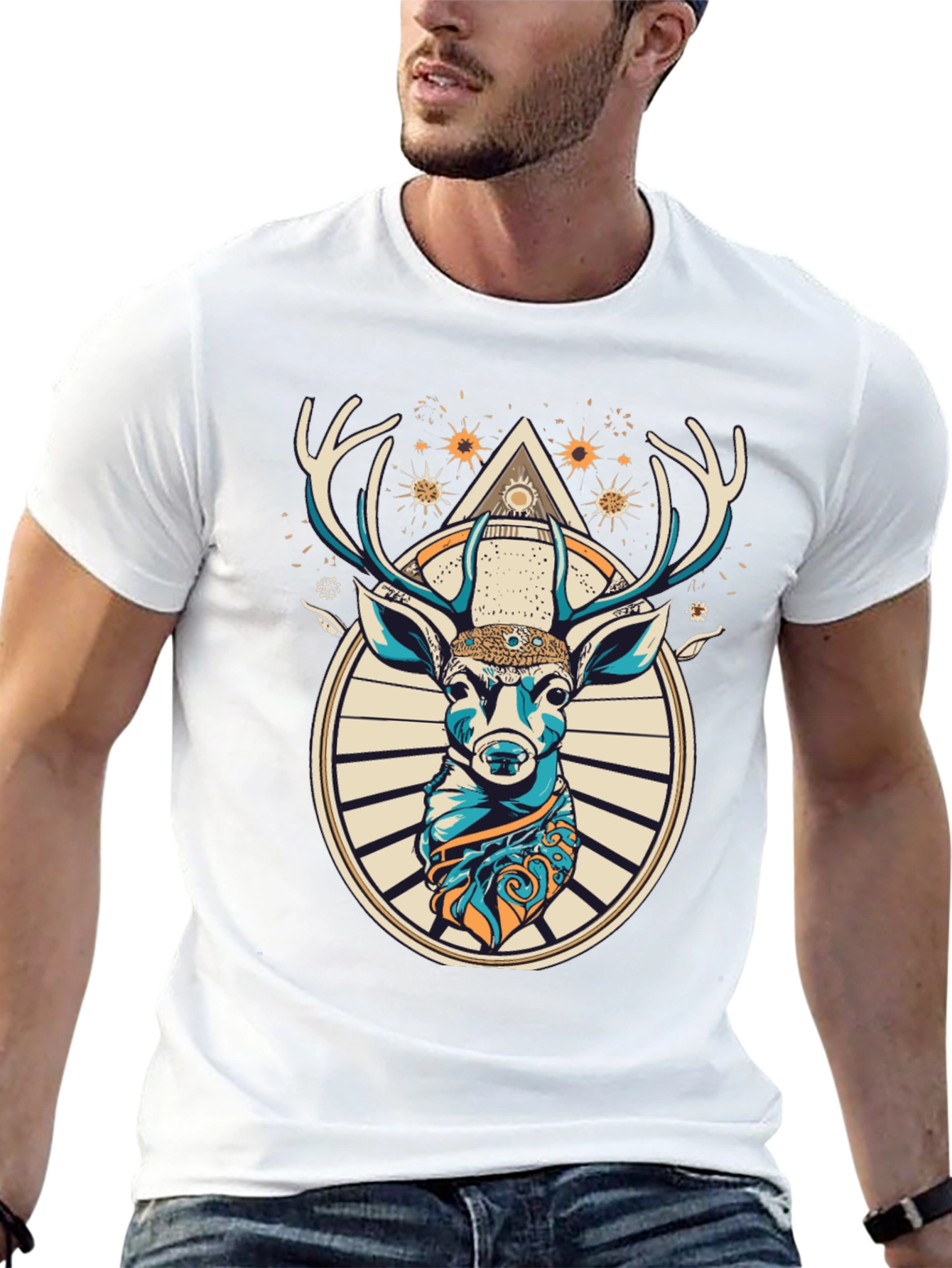 Mystic Deer Graphic Tee - Unique Animal Design