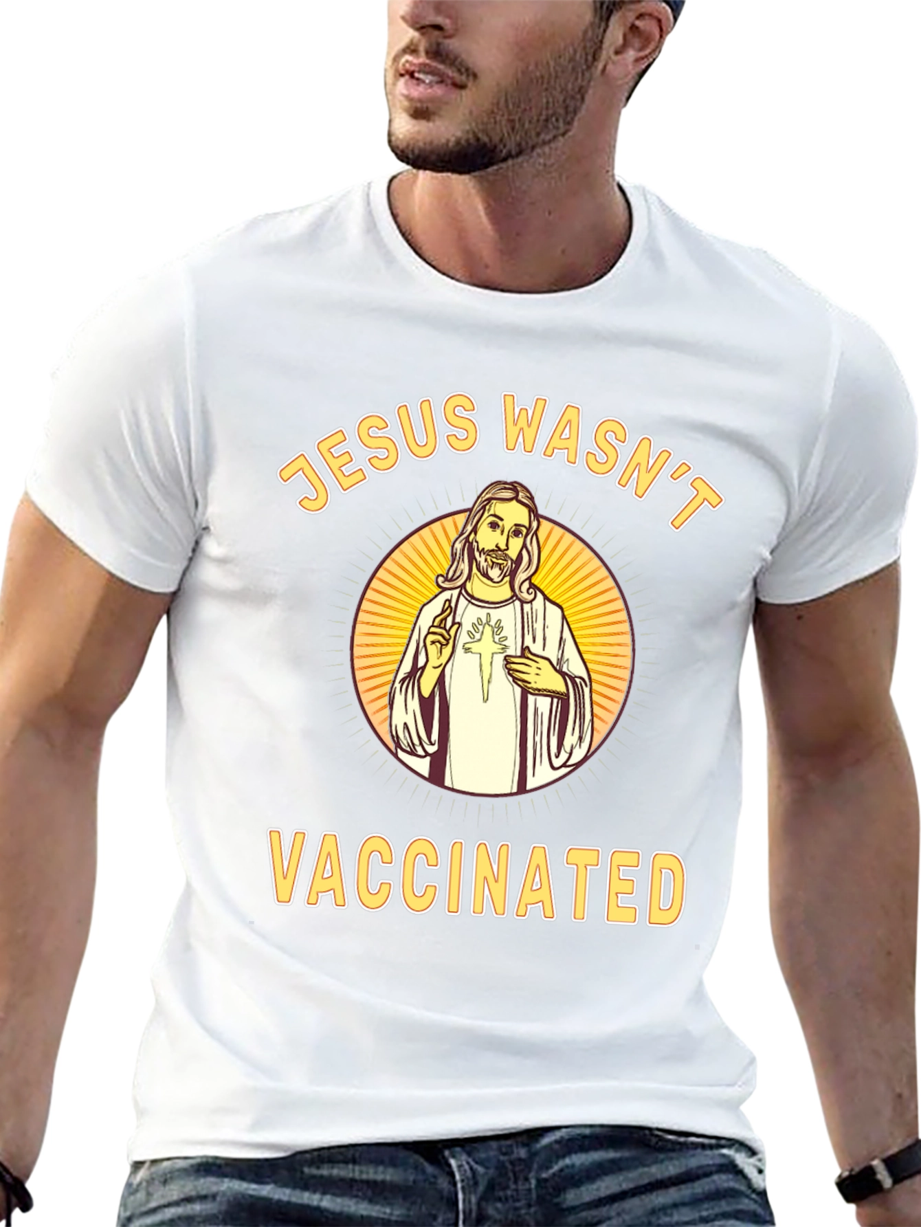 Jesus Wasnt Vaccinated Black T-Shirt