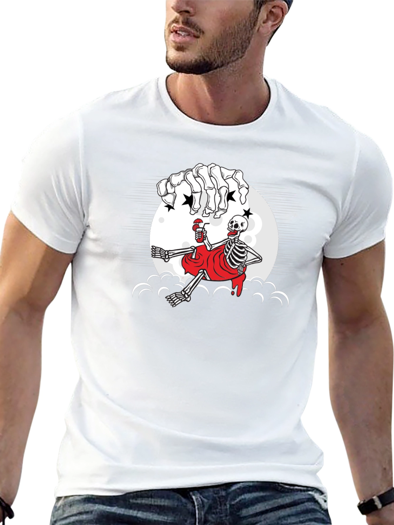 Skeleton Sipping Drink T-Shirt