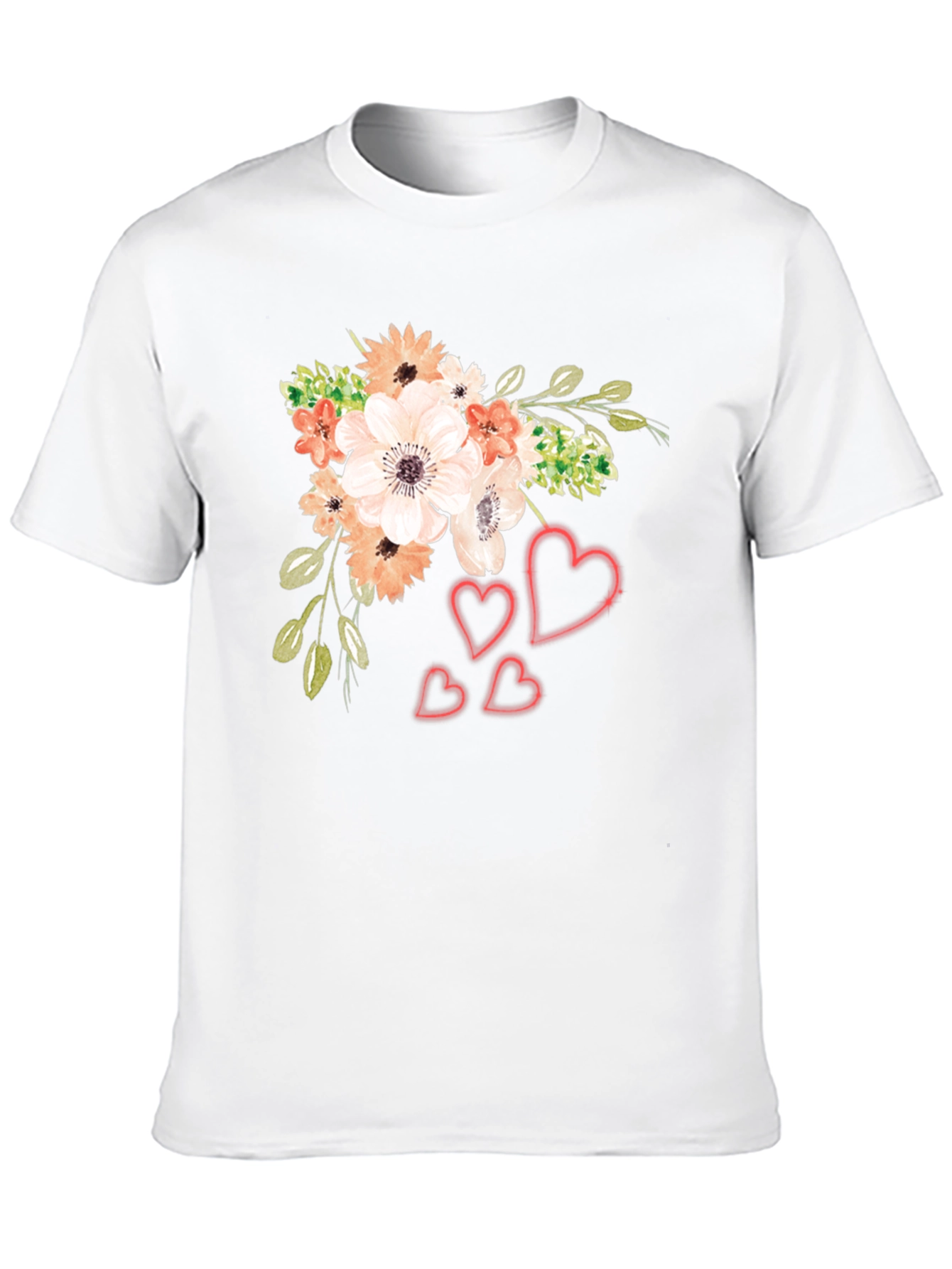 Floral Heart Graphic Black T-Shirt