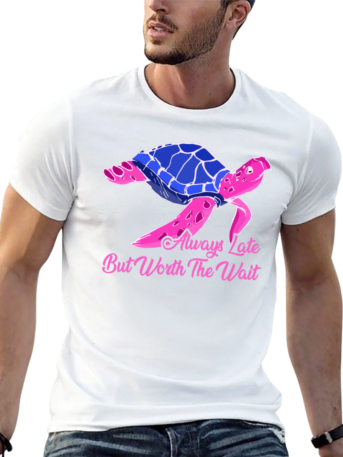 Always Late Turtle Graphic Tee - Unisex Black T-Shirt