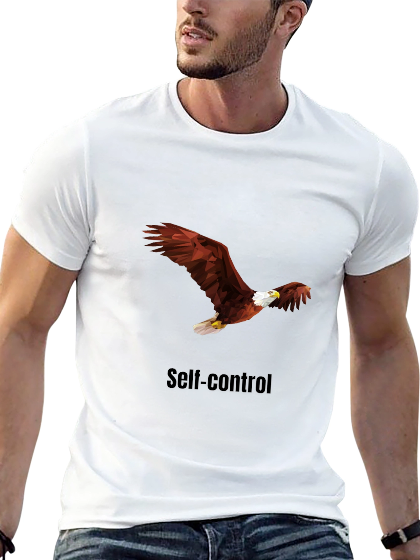 Self-Control Eagle Graphic Tee - Black Cotton T-Shirt