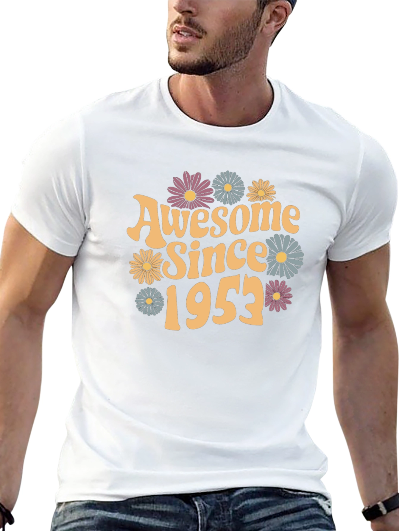 Awesome Since 1953 T-Shirt | Vintage Floral Graphic Tee | Birthday Gift Shirt | Retro Style Tee | Free Shipping $50+