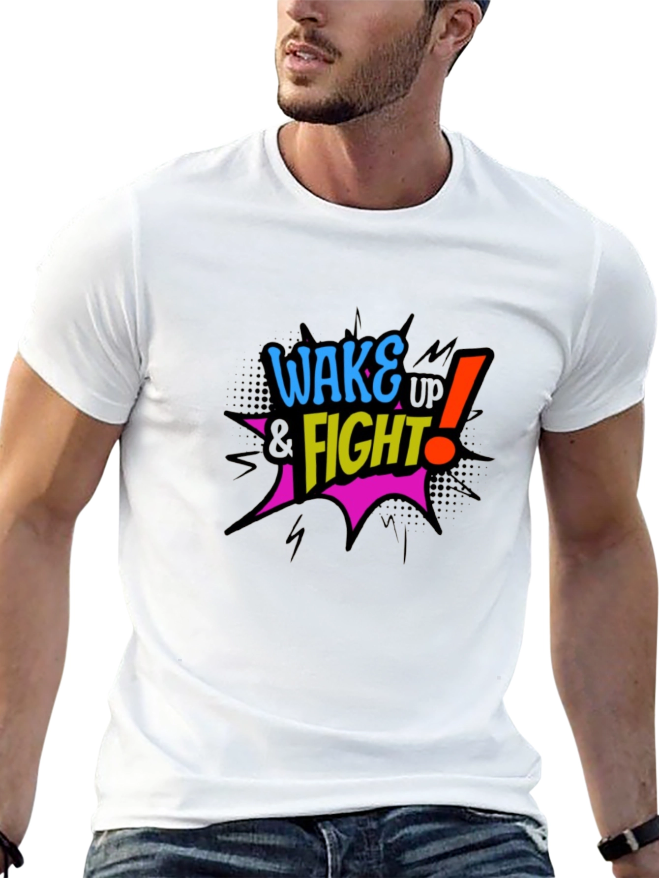 Wake Up & Fight Graphic Black T-Shirt