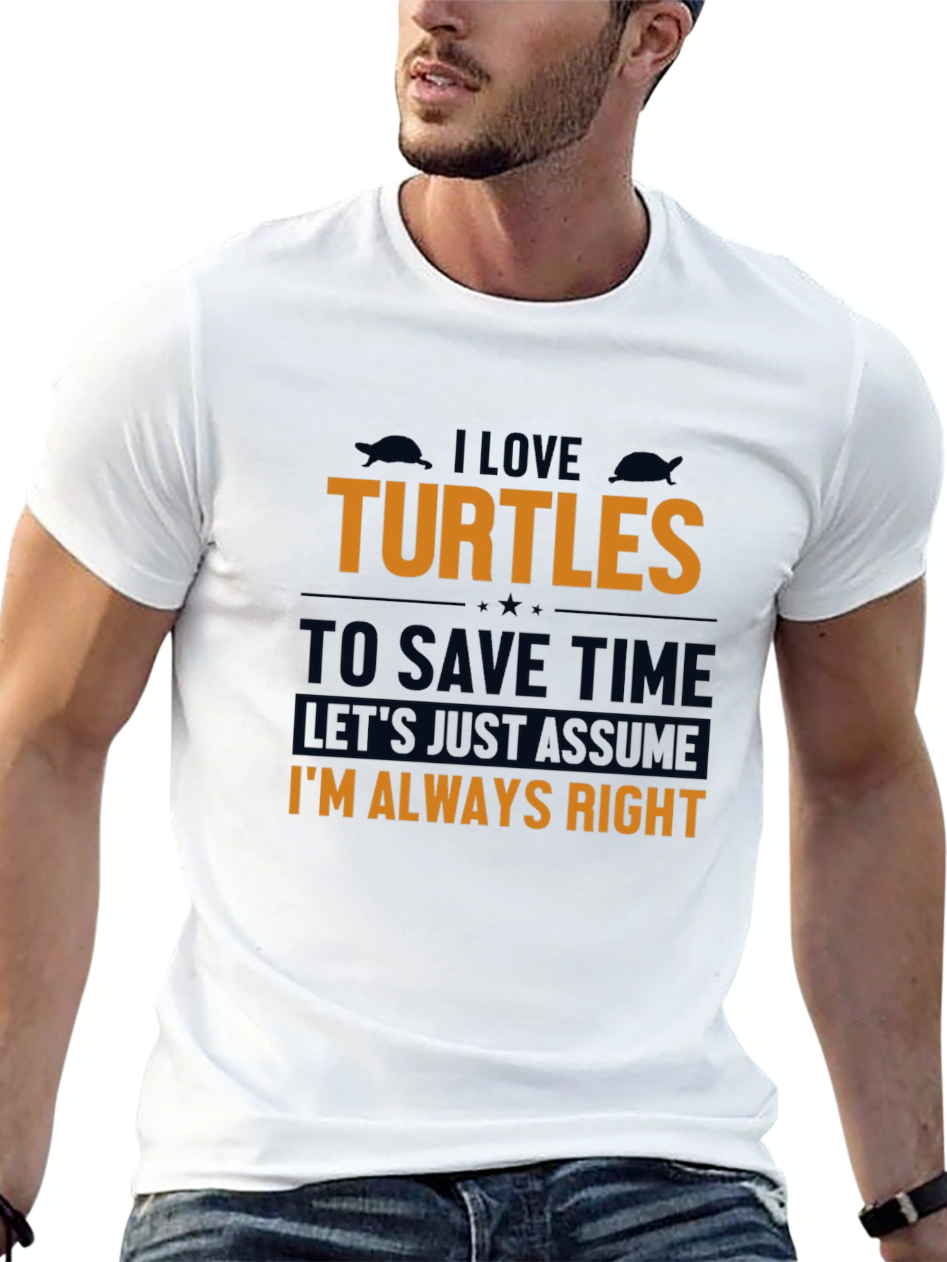 I Love Turtles Mens Black Graphic Tee
