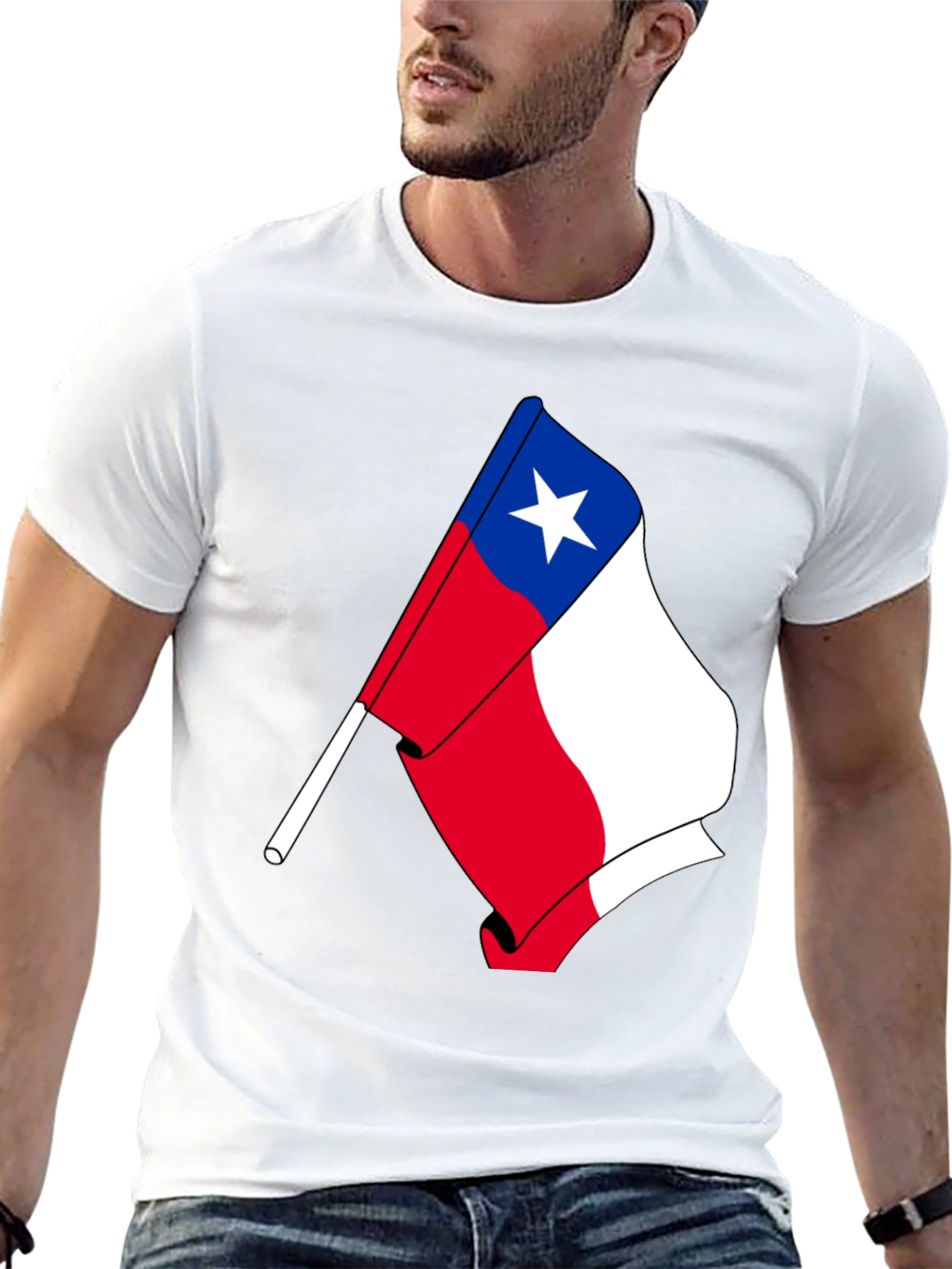 Chile Flag T-Shirt - Black Cotton Tee