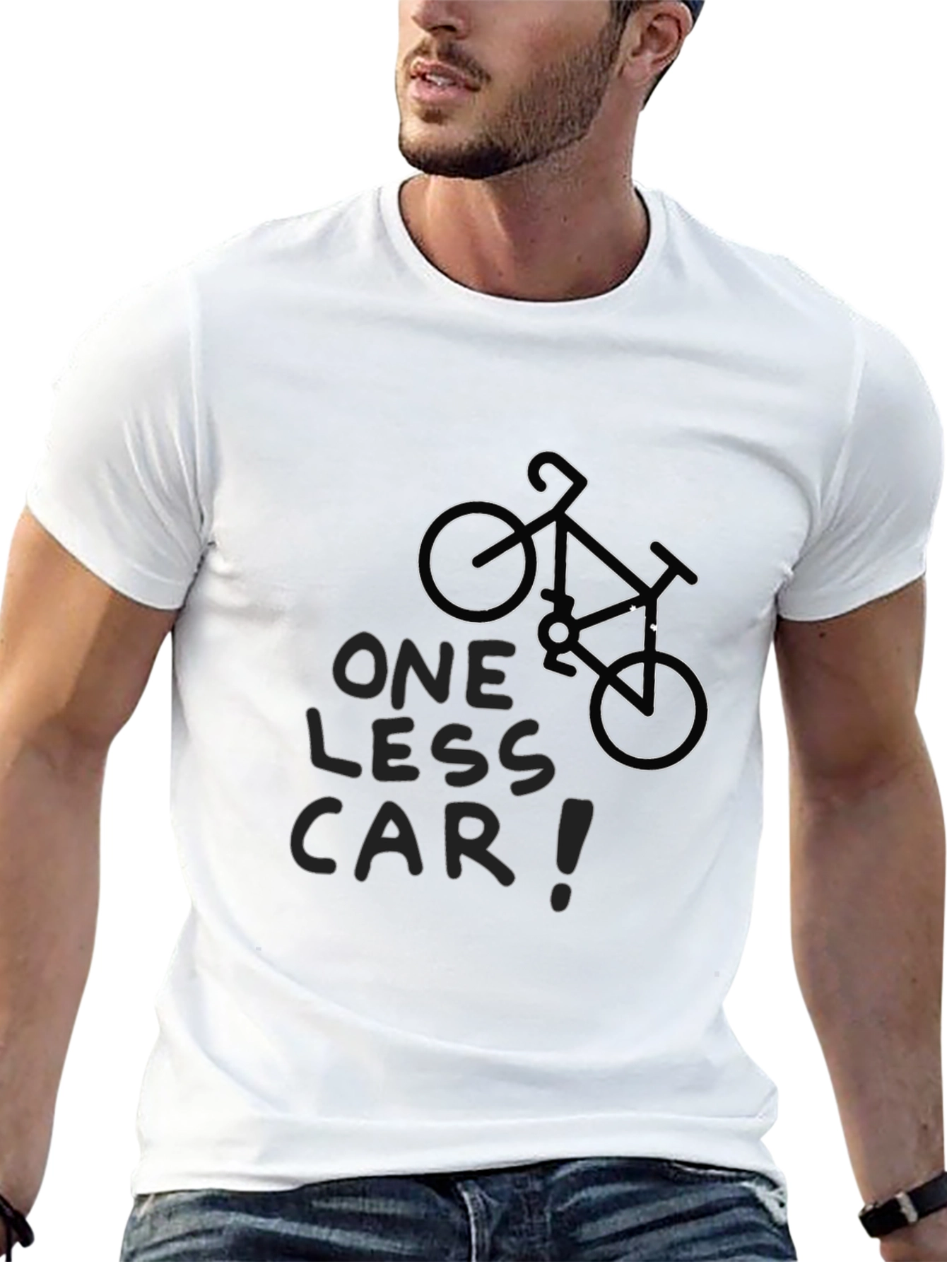 One Less Car Bicycle T-Shirt - Eco-Friendly Fashion